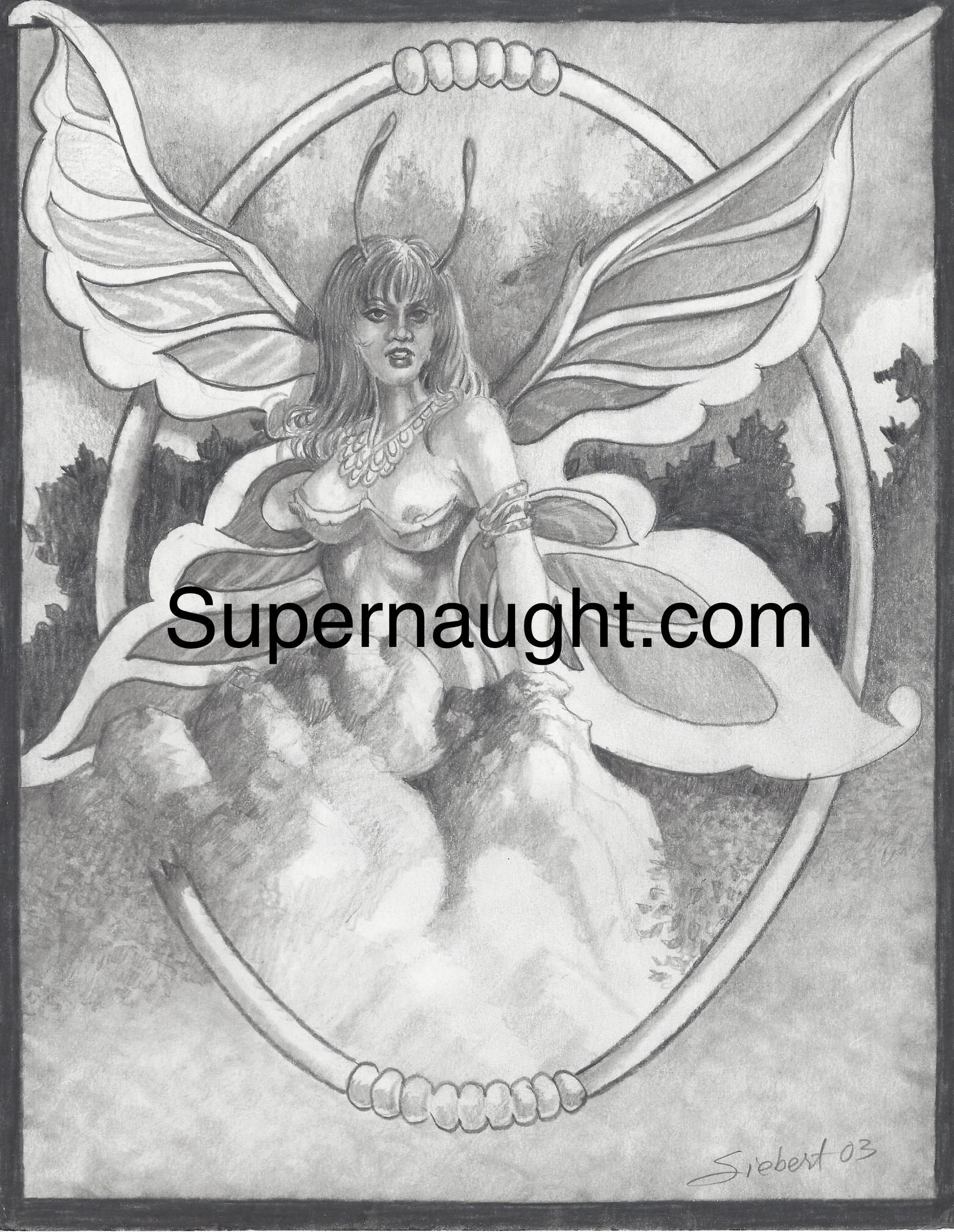 Daniel Siebert Winged Female Drawing Signed