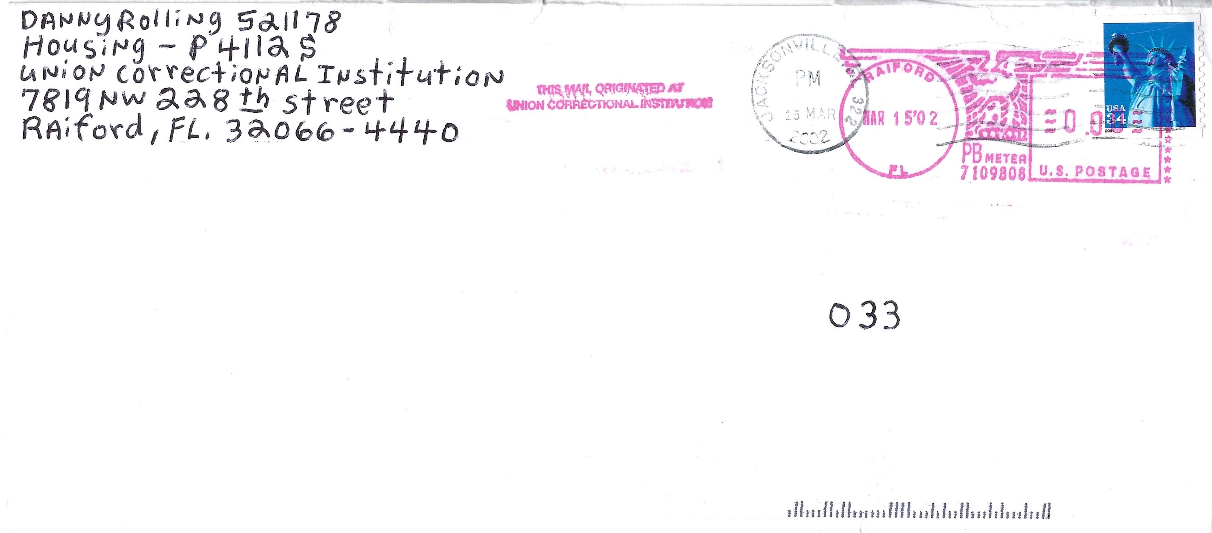 Danny Rolling Skull Doodle Letter and Envelope Set Both Signed image 3