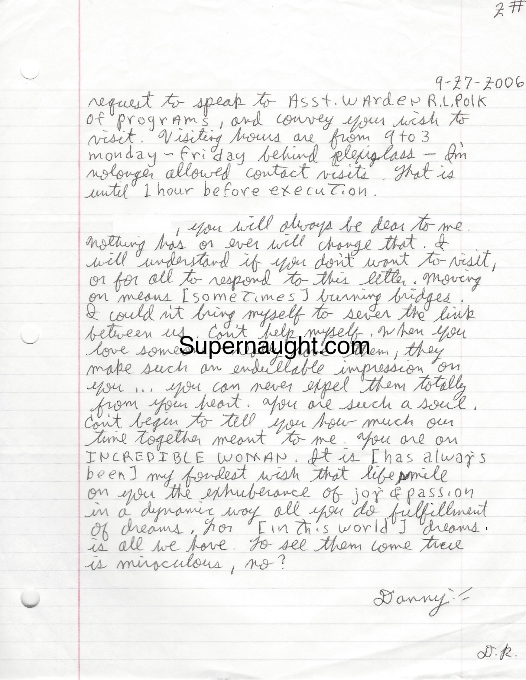 Danny Rolling Governor Signed My Death Warrant Letter and Envelope Signed image 2