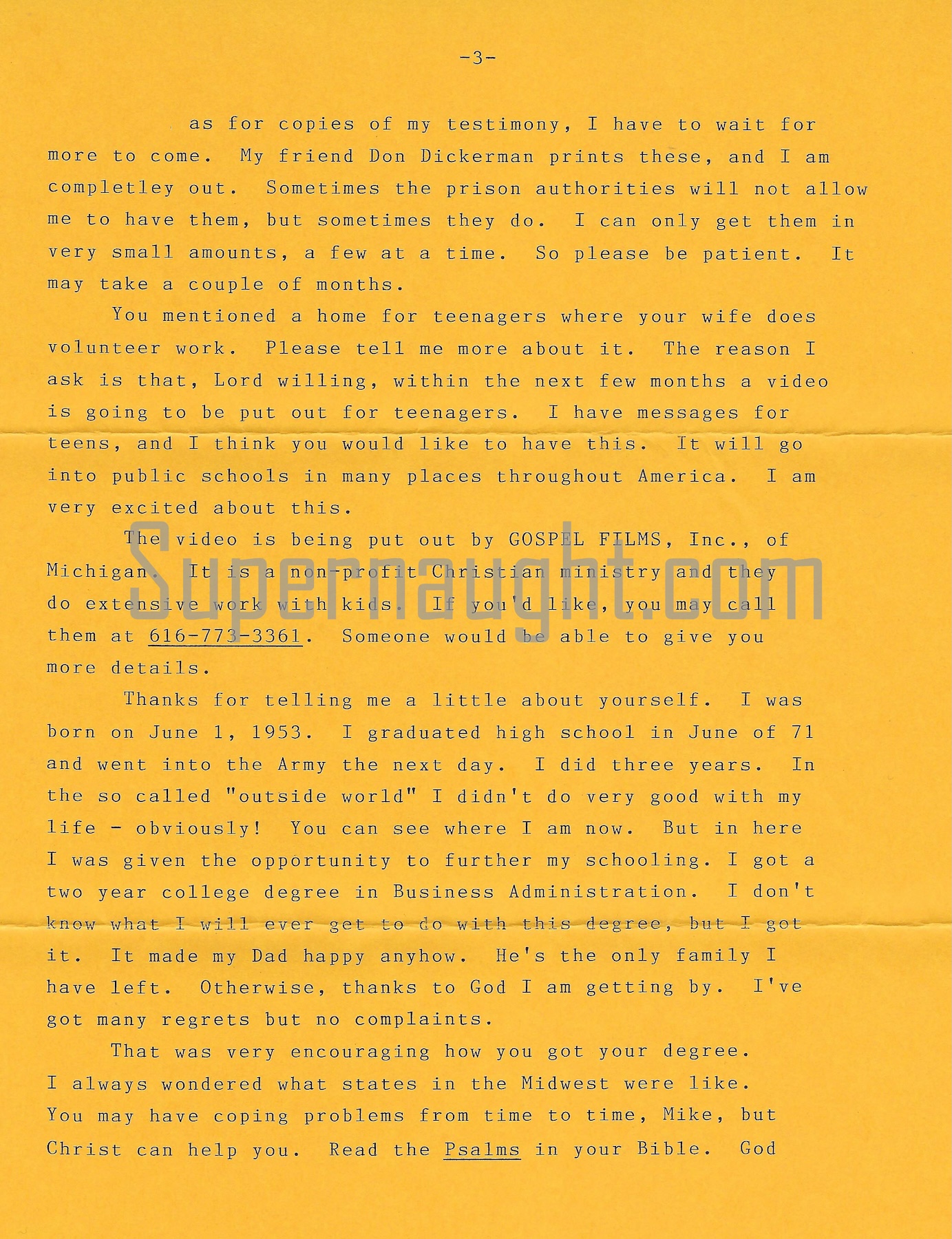 David Berkowitz Signed Four Page Letter With Envelope Set image 3