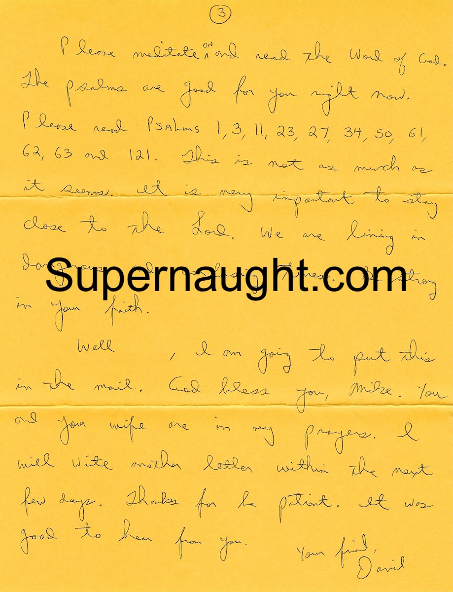 David Berkowitz Signed Handwritten Letter With Envelope and Insert