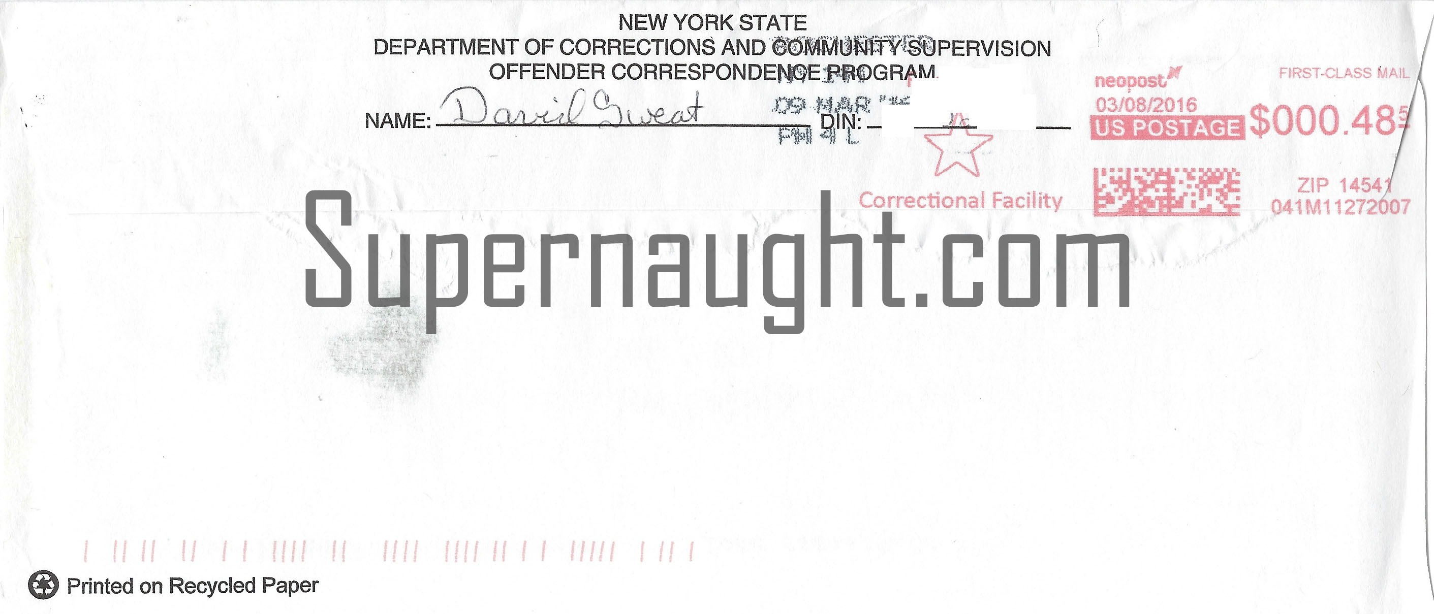 David Sweat Letter And Envelope Set Both Signed image 3