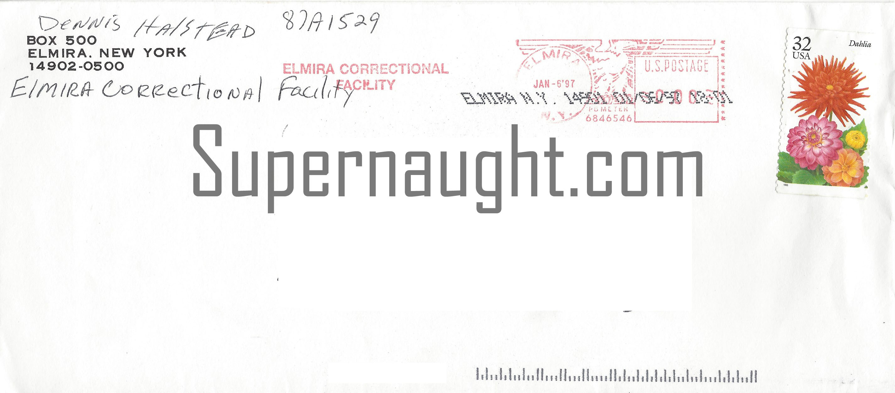 Dennis Halstead Prison Signed Envelope Exonerated