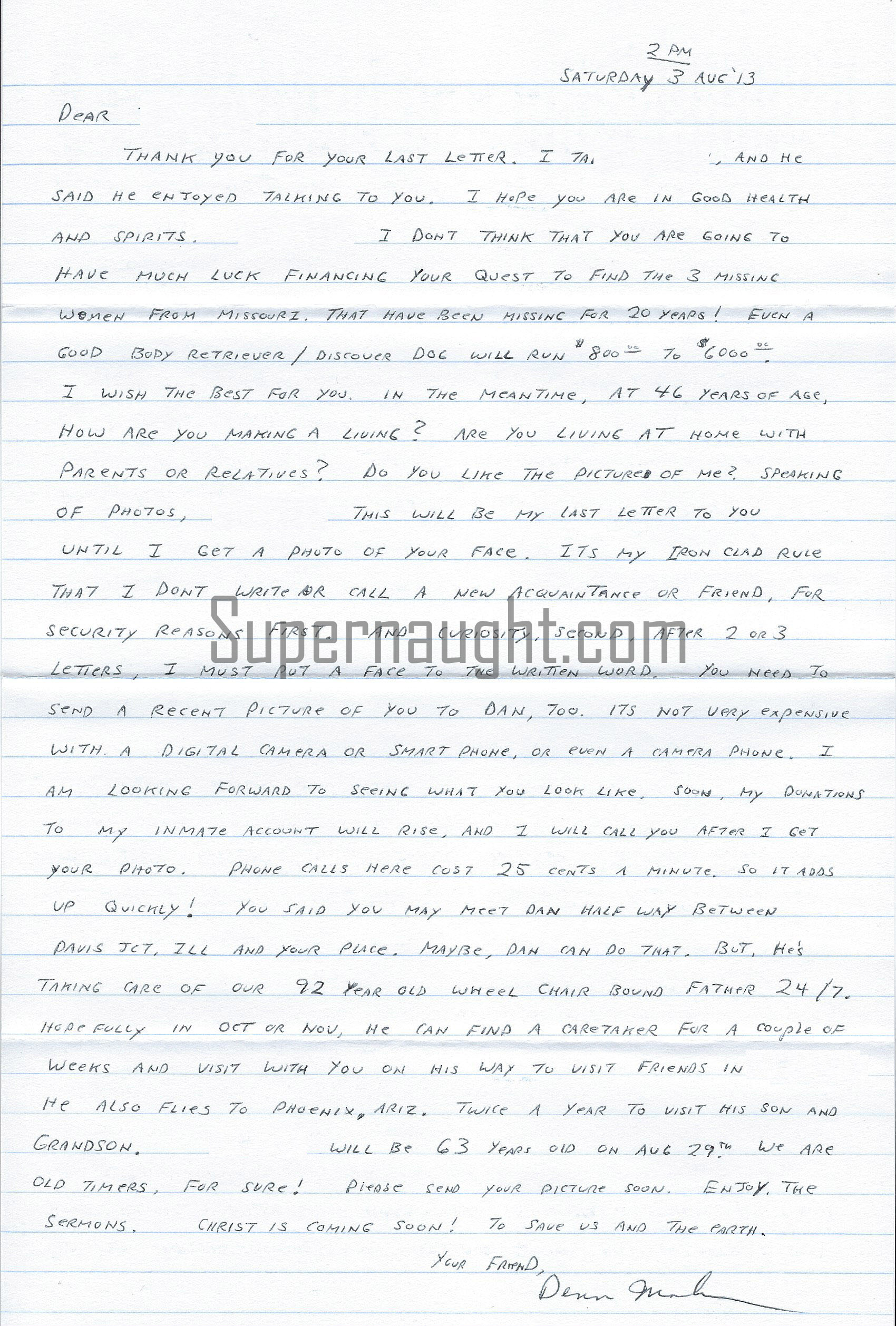 Dennis Mahon Letter and Signed Envelope Set