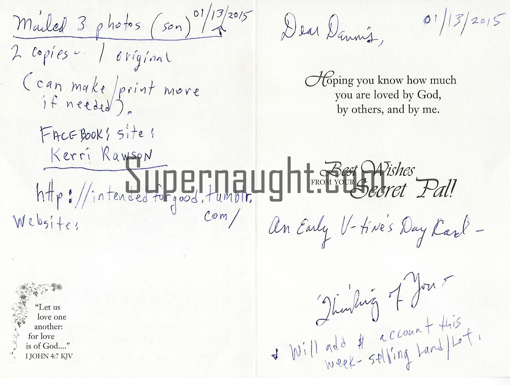 Dennis Rader BTK Valentine's Card With Hand Drawn Secret Pal Art Signed image 4