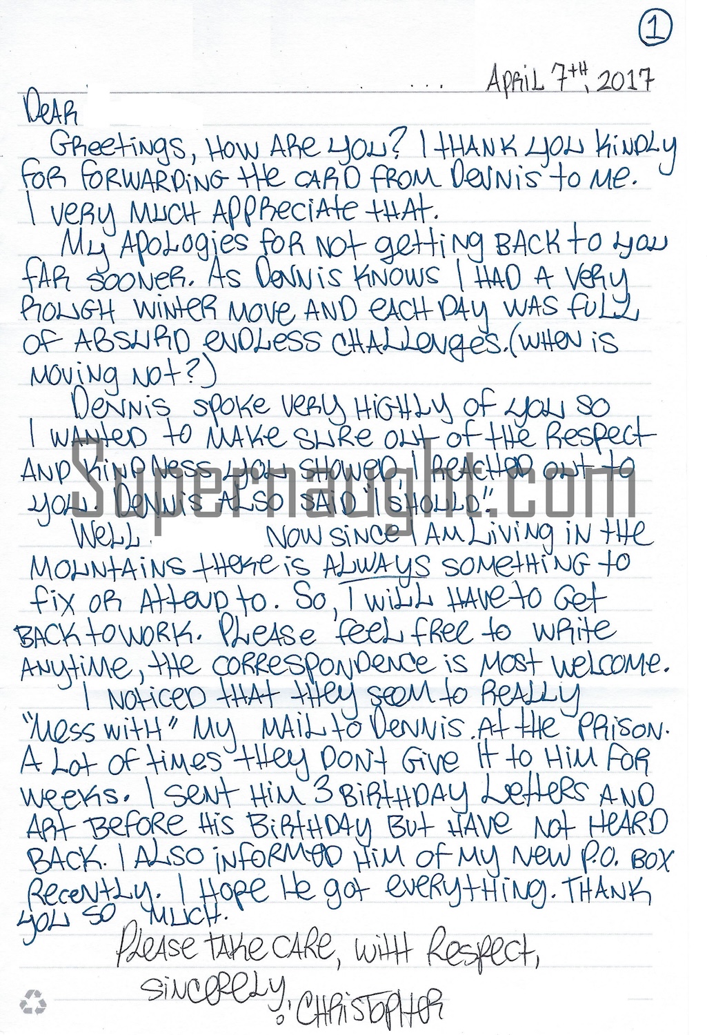 Dennis Rader Pen Pal Letter and Envelope Set
