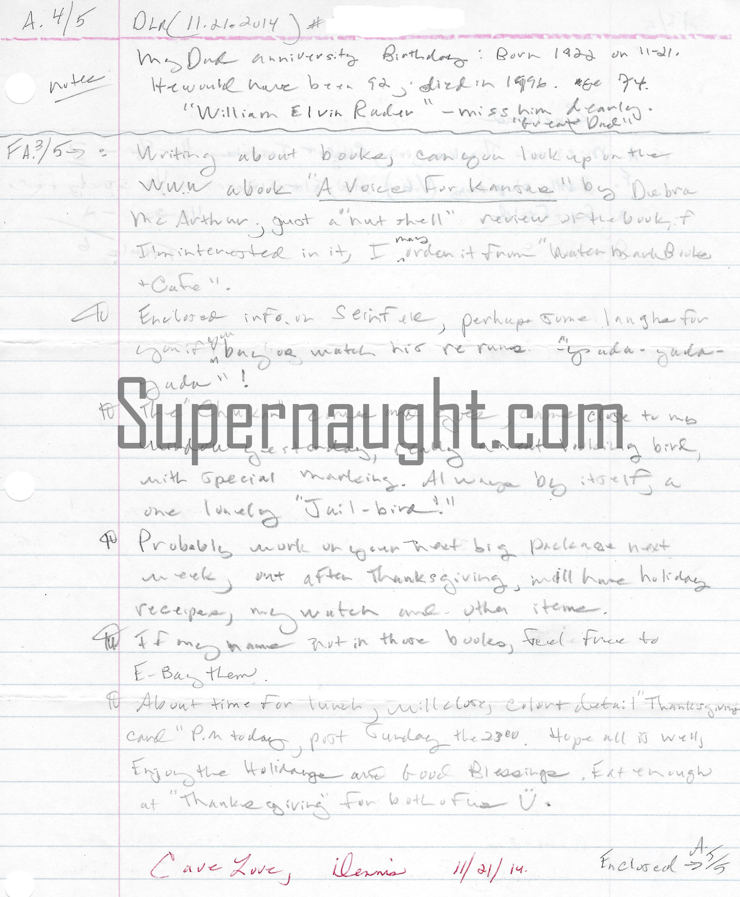 Dennis Rader Thanksgiving Card Artwork Letter And Envelope Set All Signed image 3