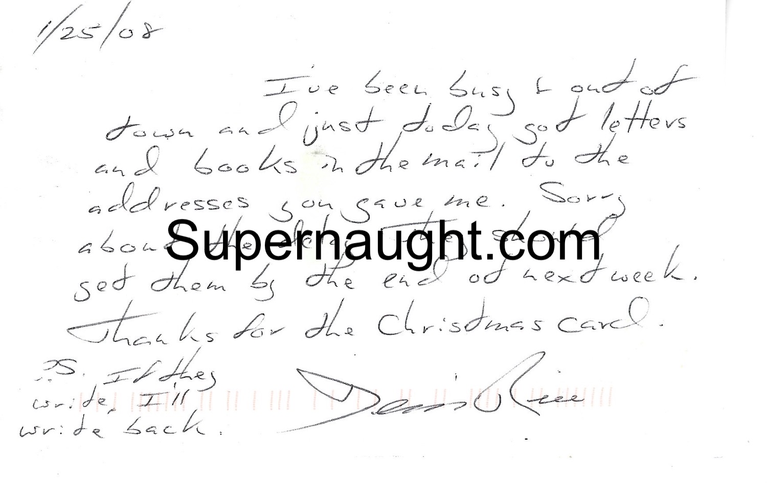 Dennis Rice Postcard Signed