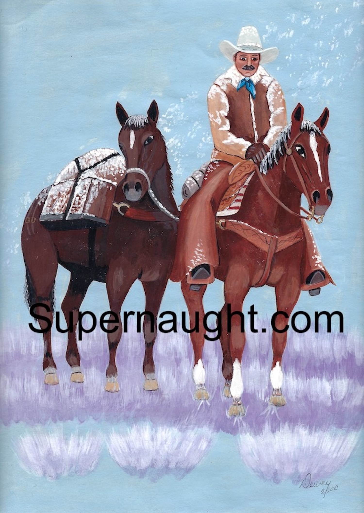 Dewey Moore Self Portrait Horses Painting