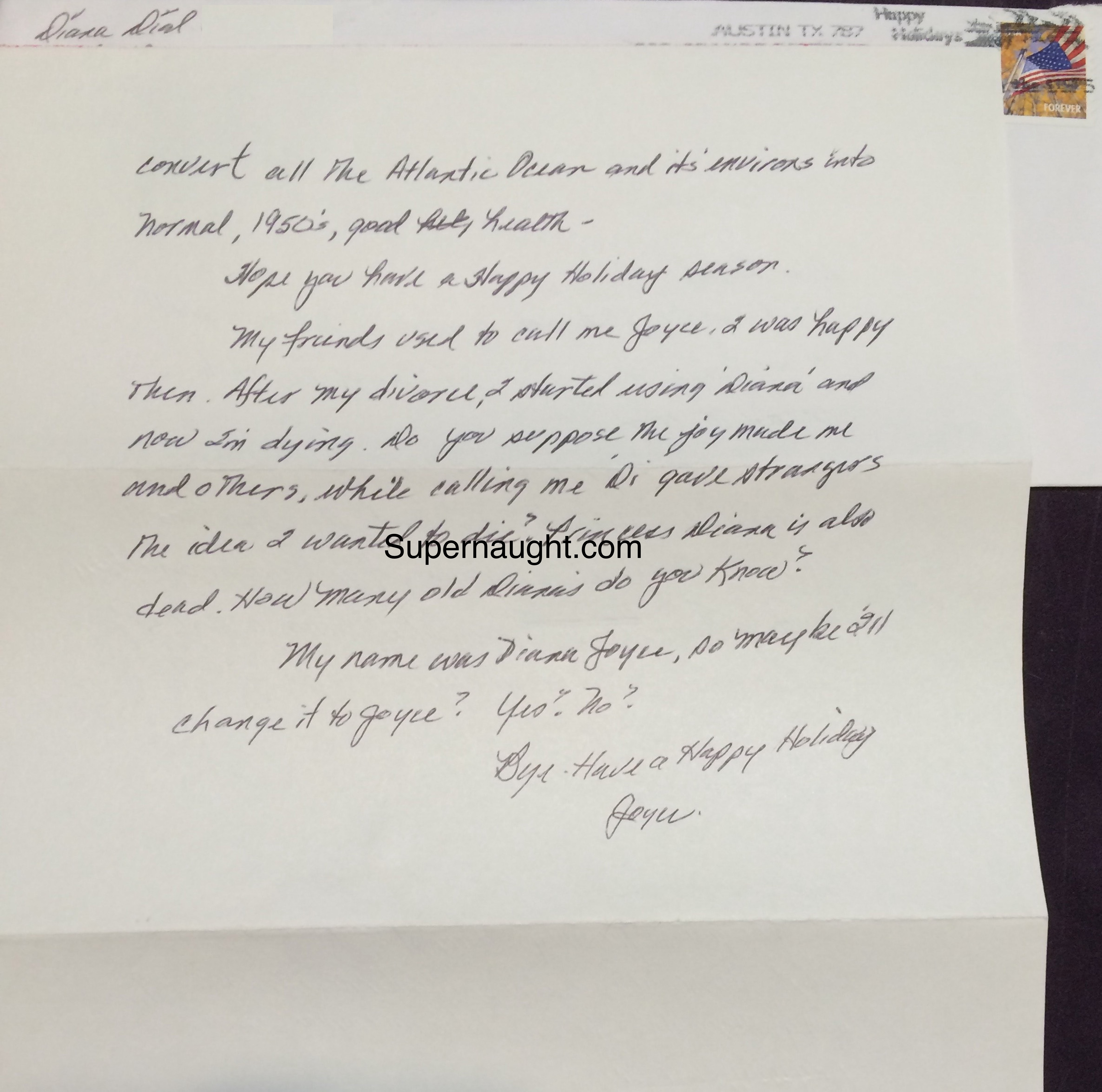 Diana Dial Letter and Envelope Set Both Signed