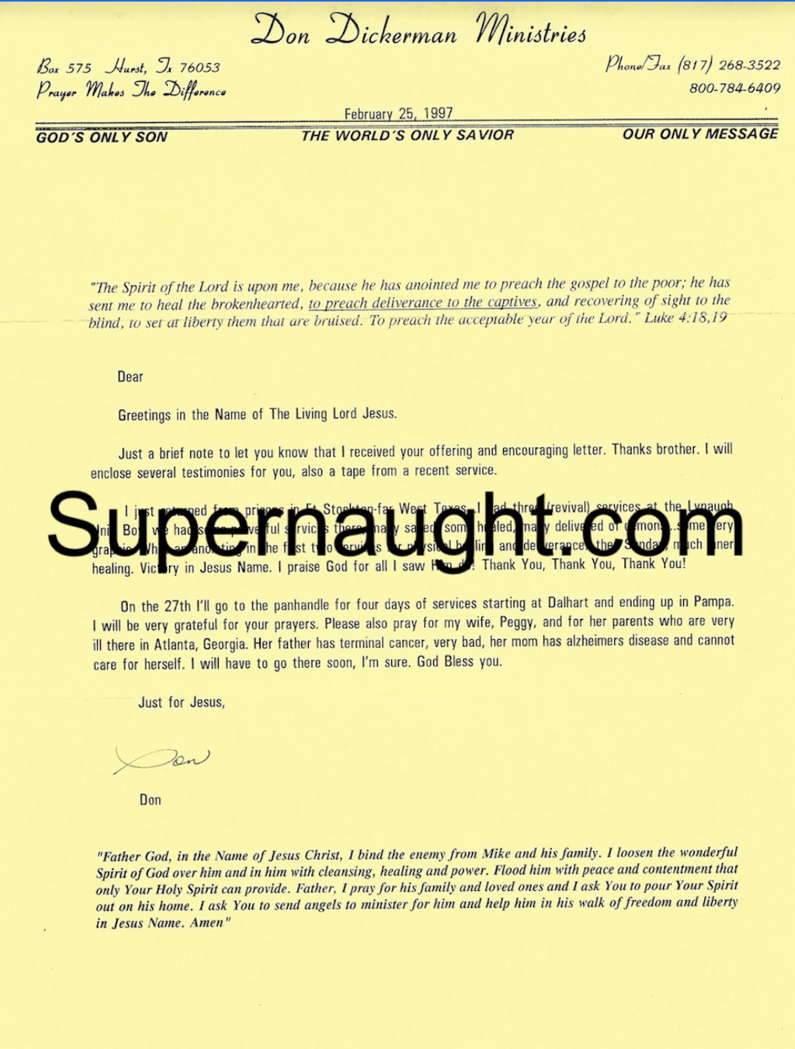 Don Dickerson Signed Letter With Envelope + 20 Inserts Son of Sam David Berkowitz