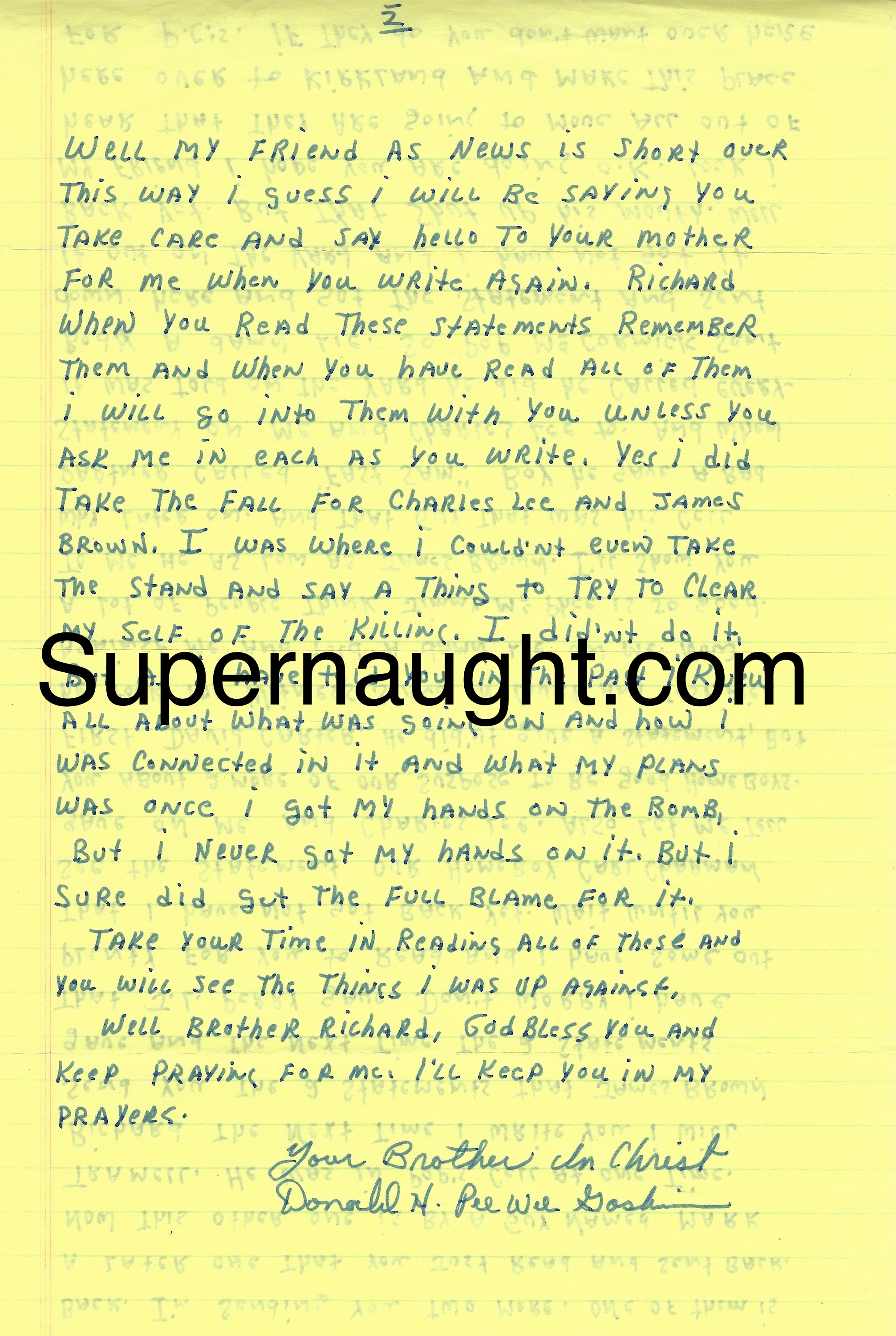 Donald Pee Wee Gaskins Handwritten Letter and Envelope Set Signed