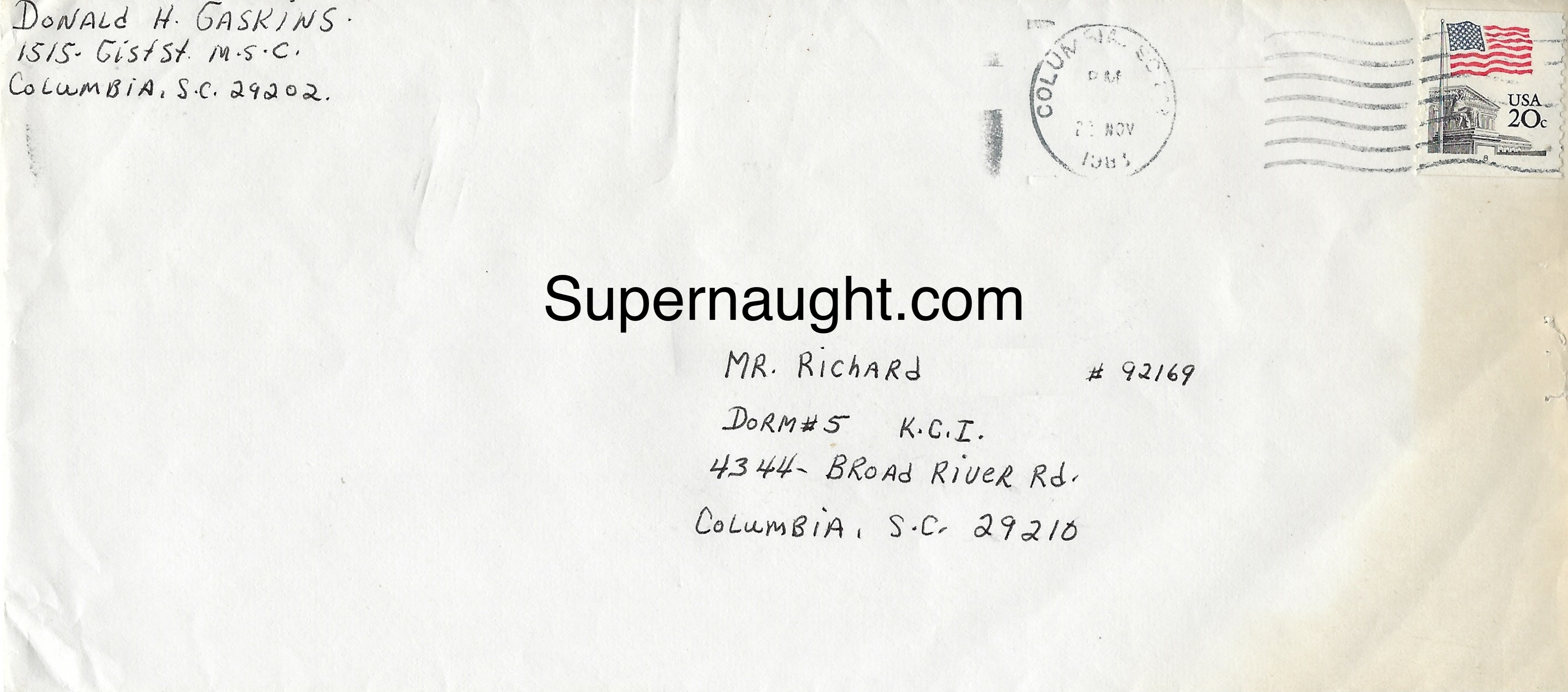 Donald Pee Wee Gaskins Handwritten Letter and Envelope Set Signed image 3