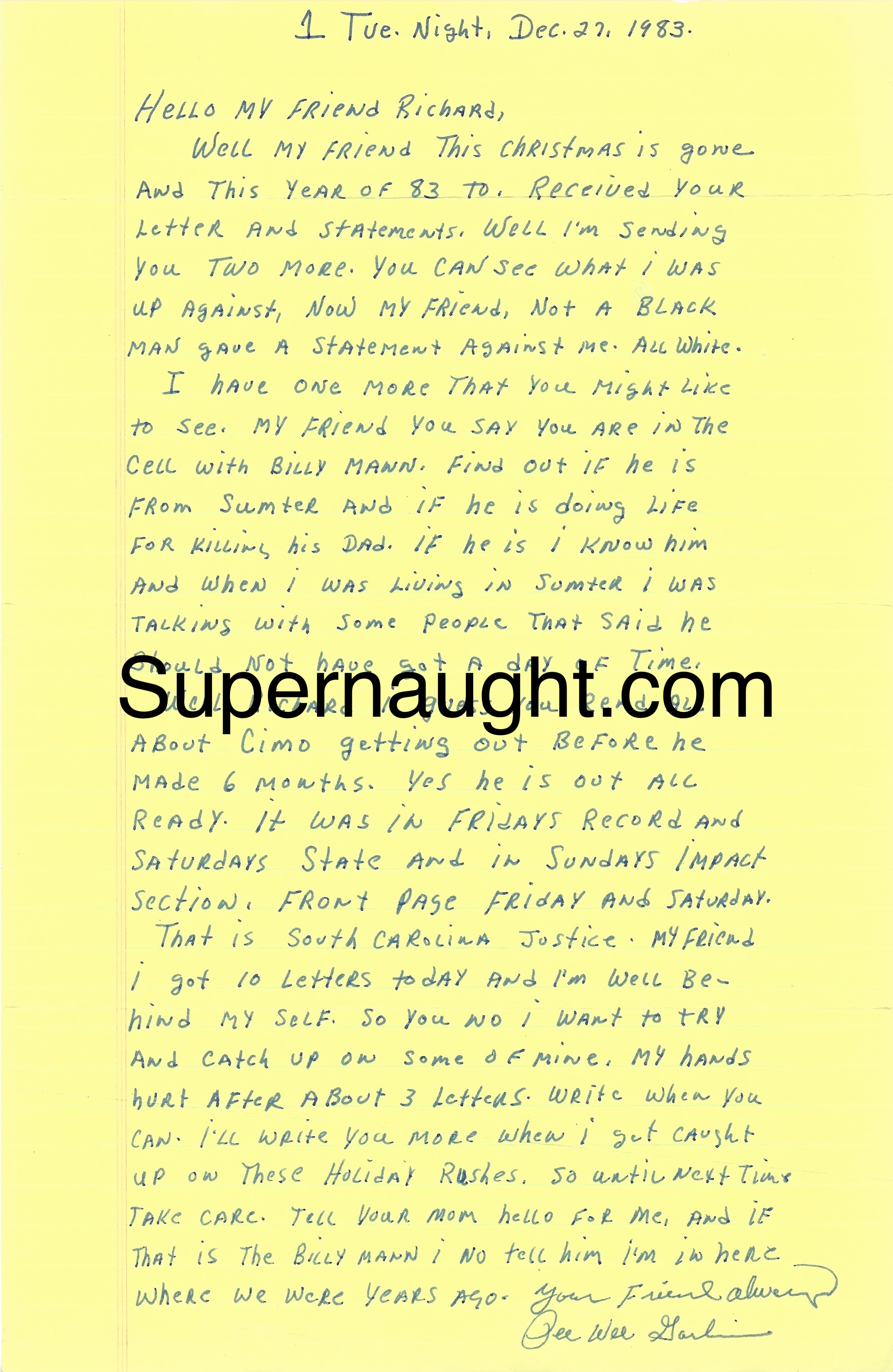 Donald Pee Wee Gaskins Letter and Envelope Set Both Signed