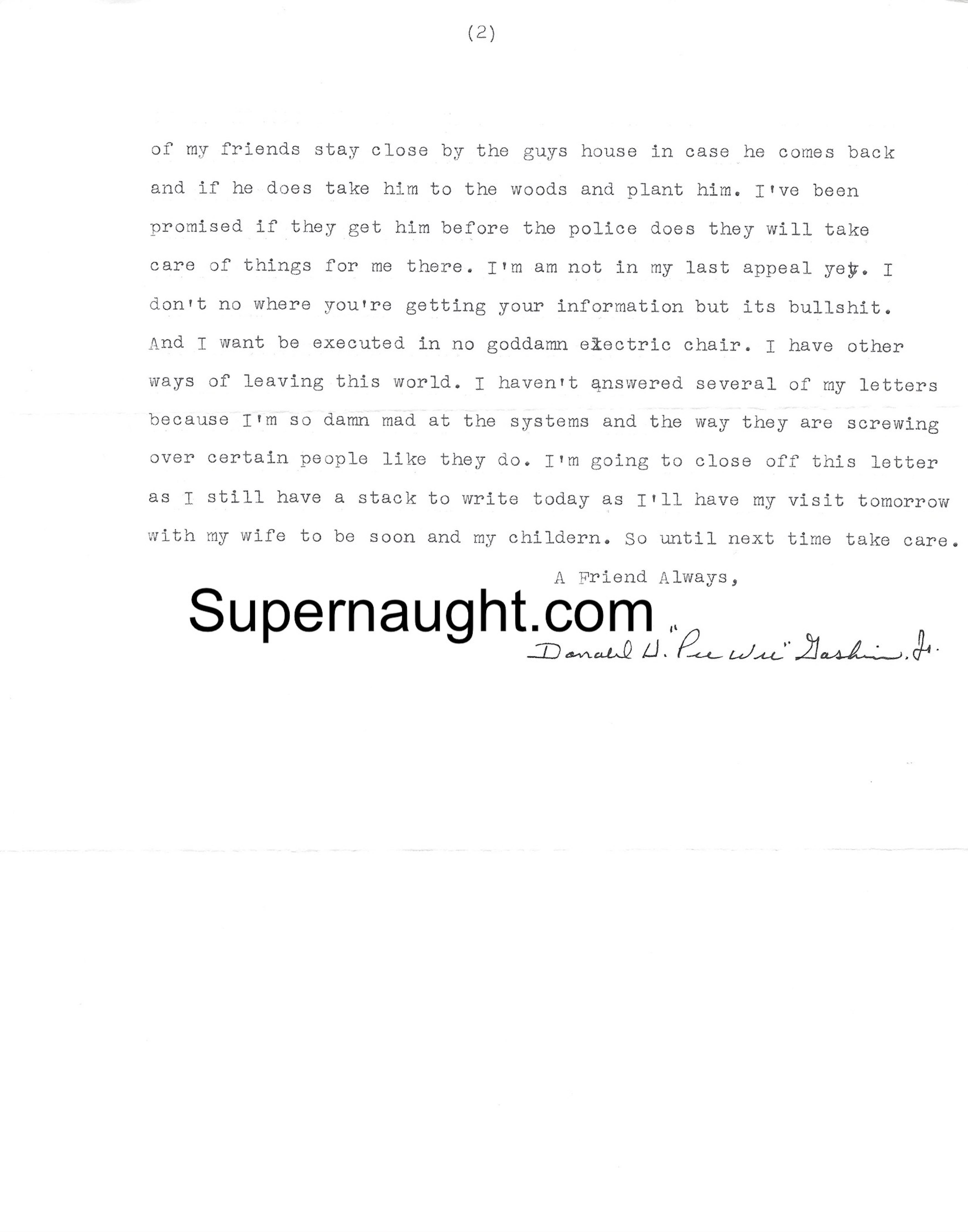 Donald Pee Wee Gaskins Signed Letter with Envelope image 2