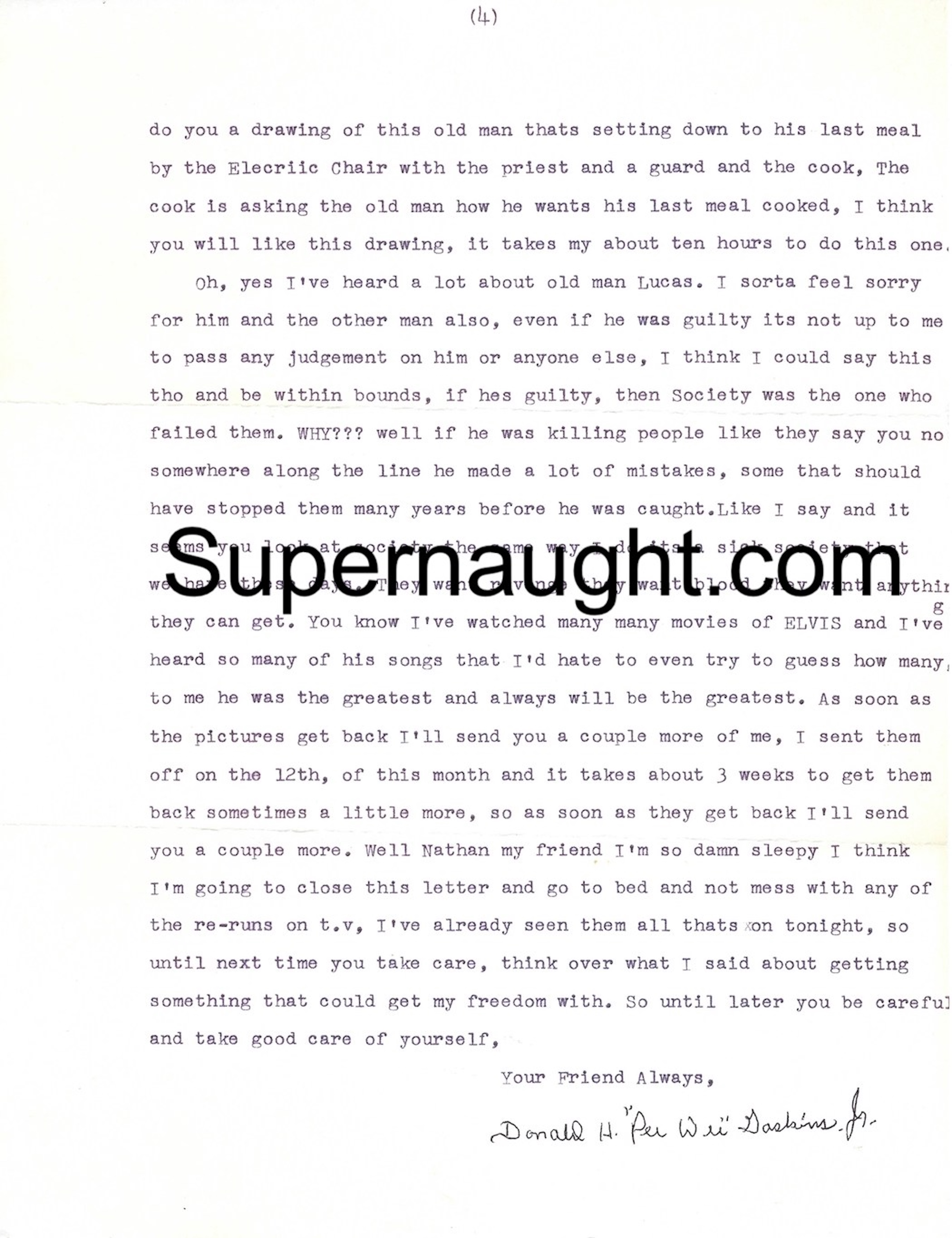 Donald PeeWee Gaskins Signed Letter with Envelope