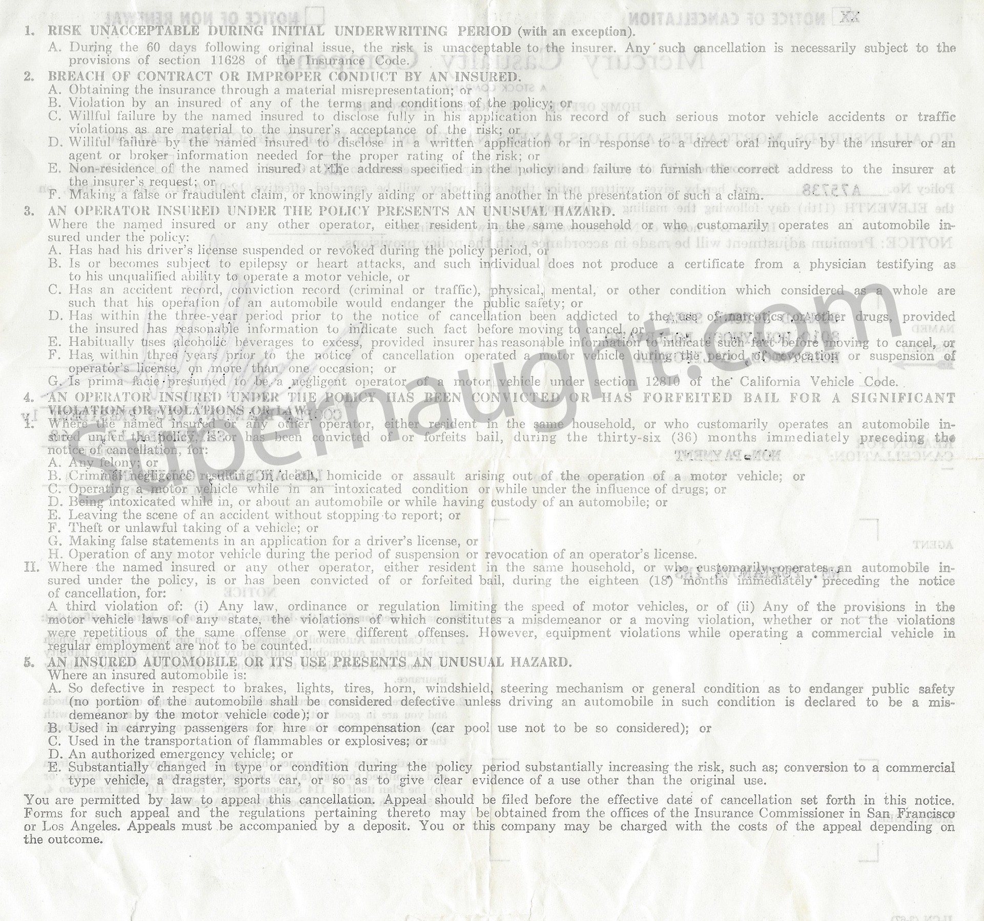 Donald Shorty Shea Notice of Vehicle Cancellation 1968 image 2