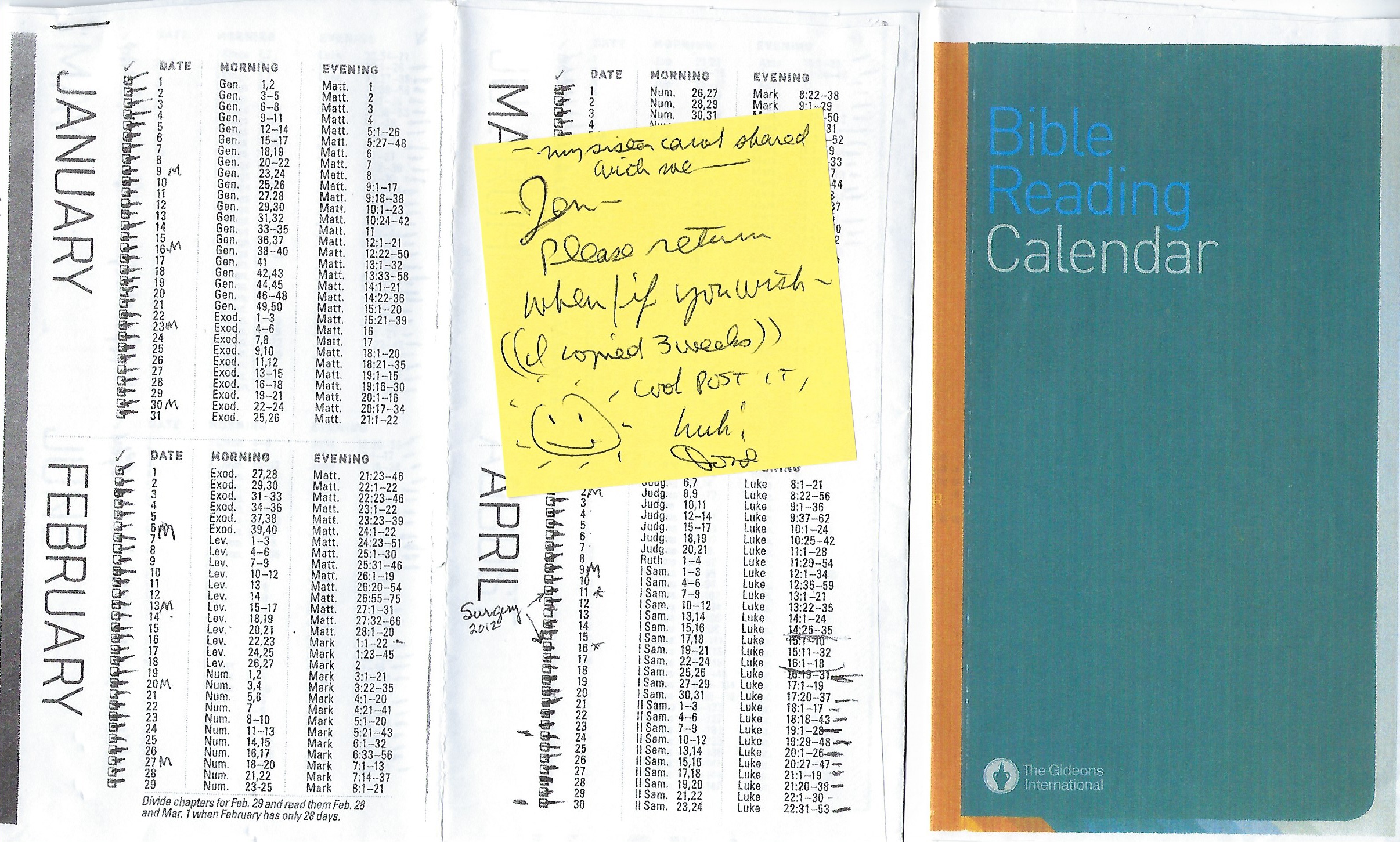 Douglas Clark Note and Envelope Both Signed With Calendar