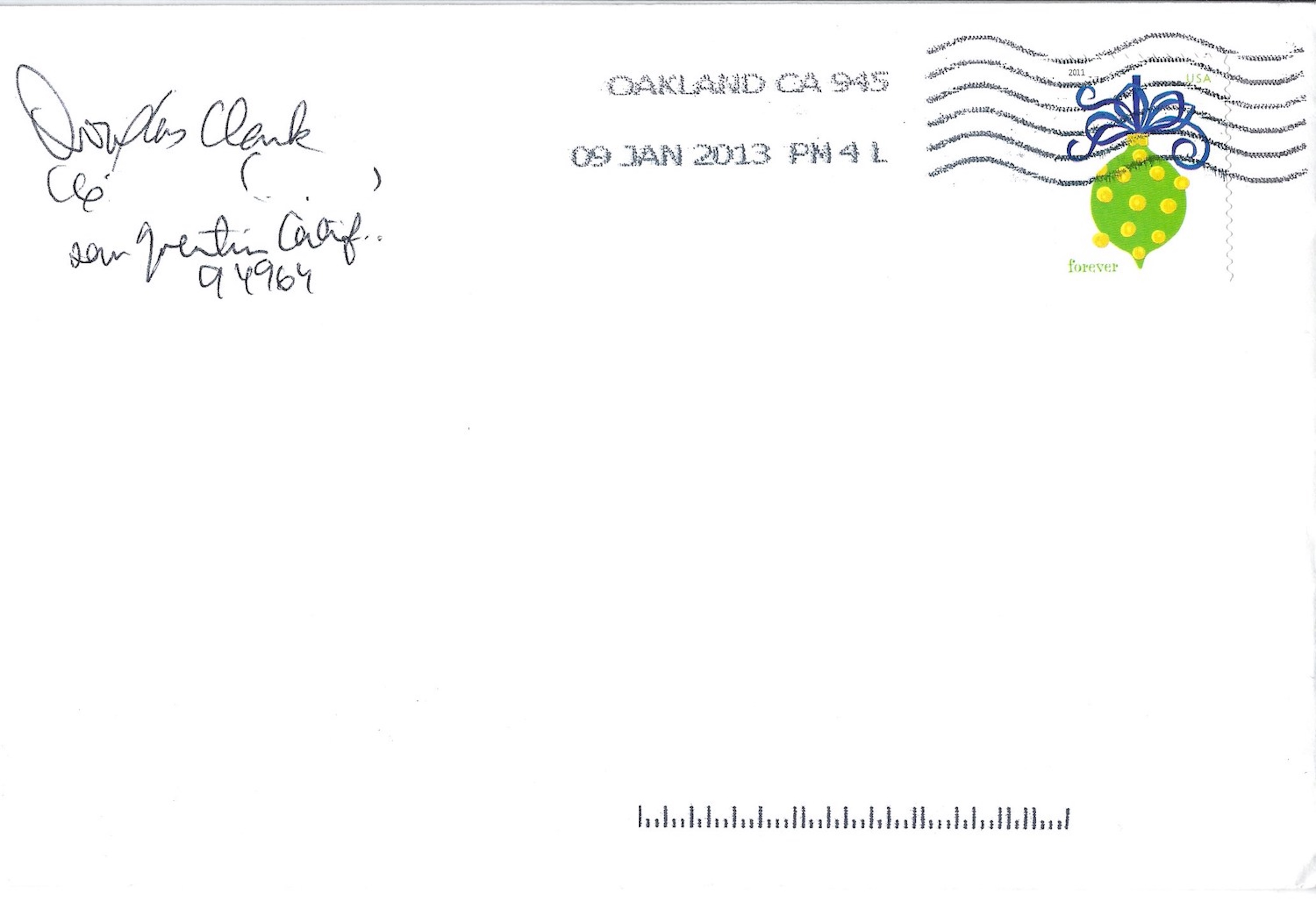 Douglas Clark Xmas Card and Envelope Both Signed image 2