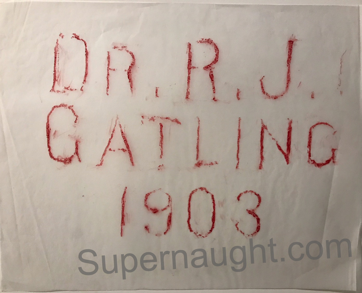 Dr. Richard Jordan Gatling Grave Rubbing Authentic