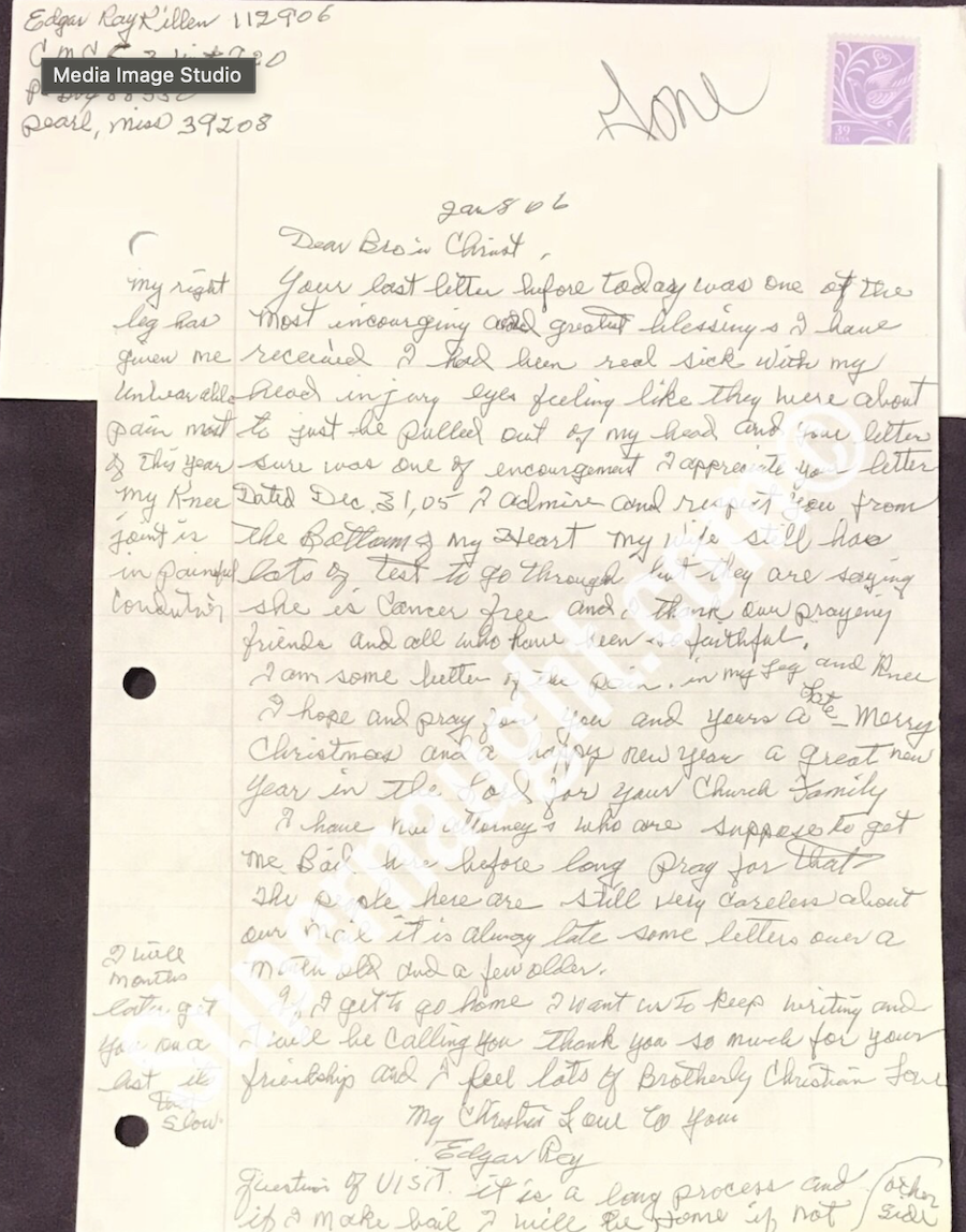 Edgar Ray Killen Letter and Envelope Set Both Signed