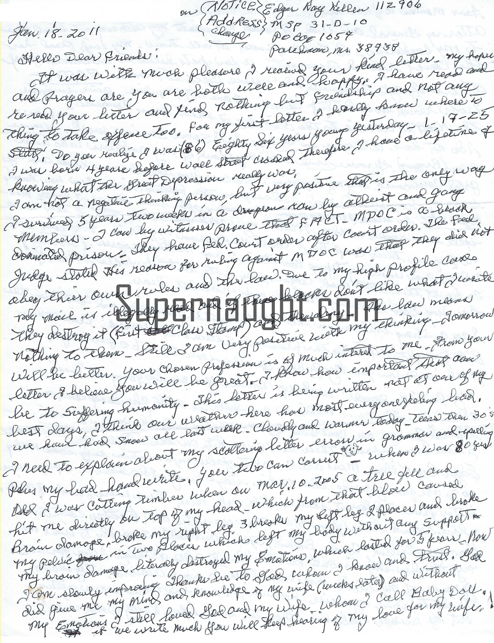 Edgar Ray Killen Three Page Letter and Envelope Set Both Signed