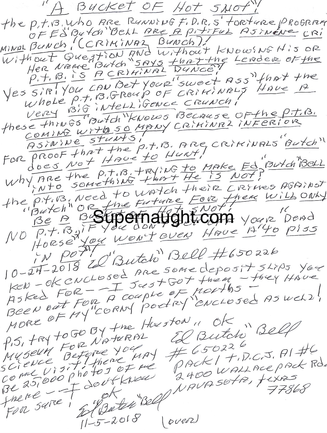 Edward Bell Bucket of Hot Snot Poem and Letter Signed
