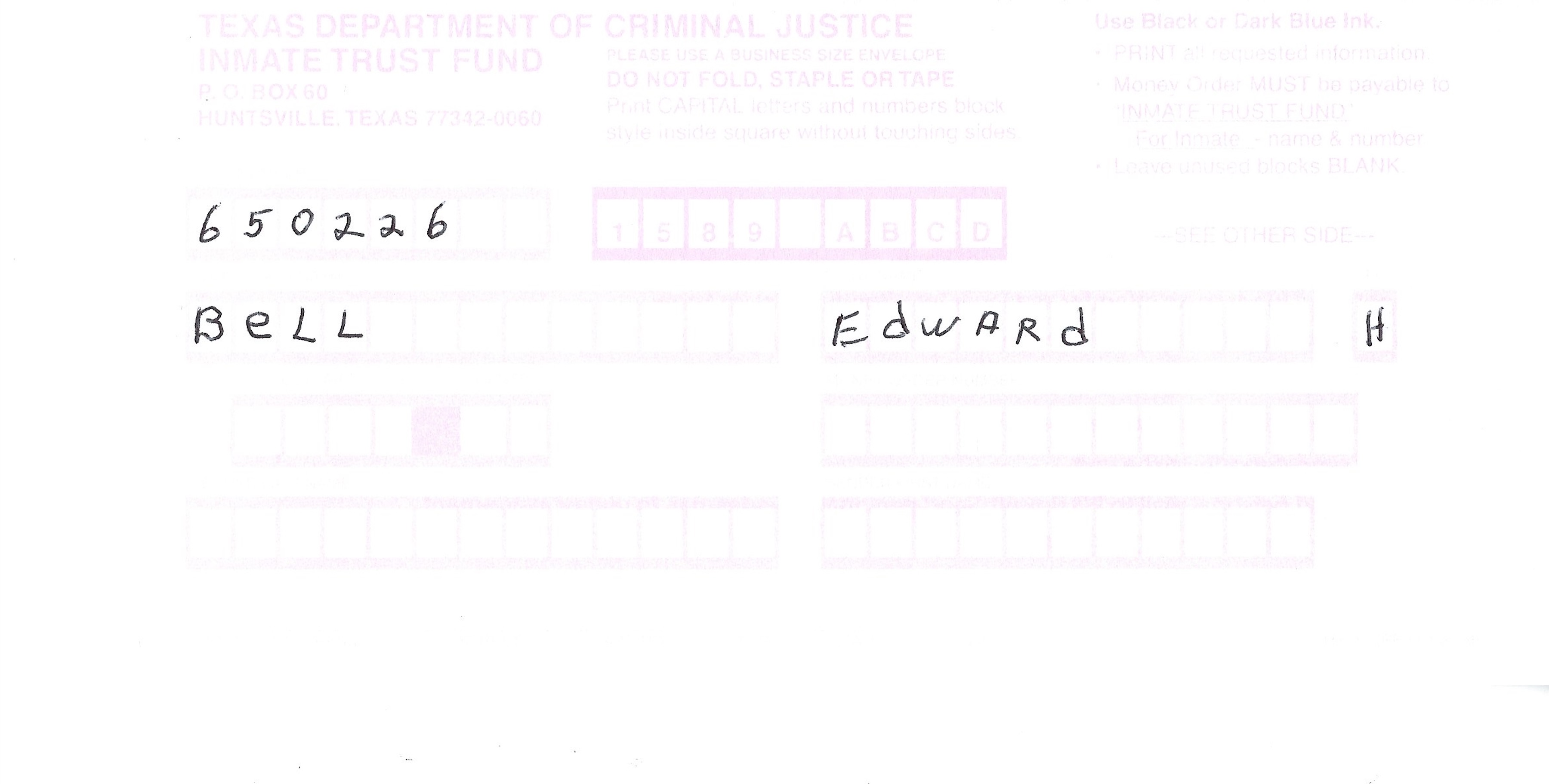 Edward Bell Trust Fund Deposit Form Signed