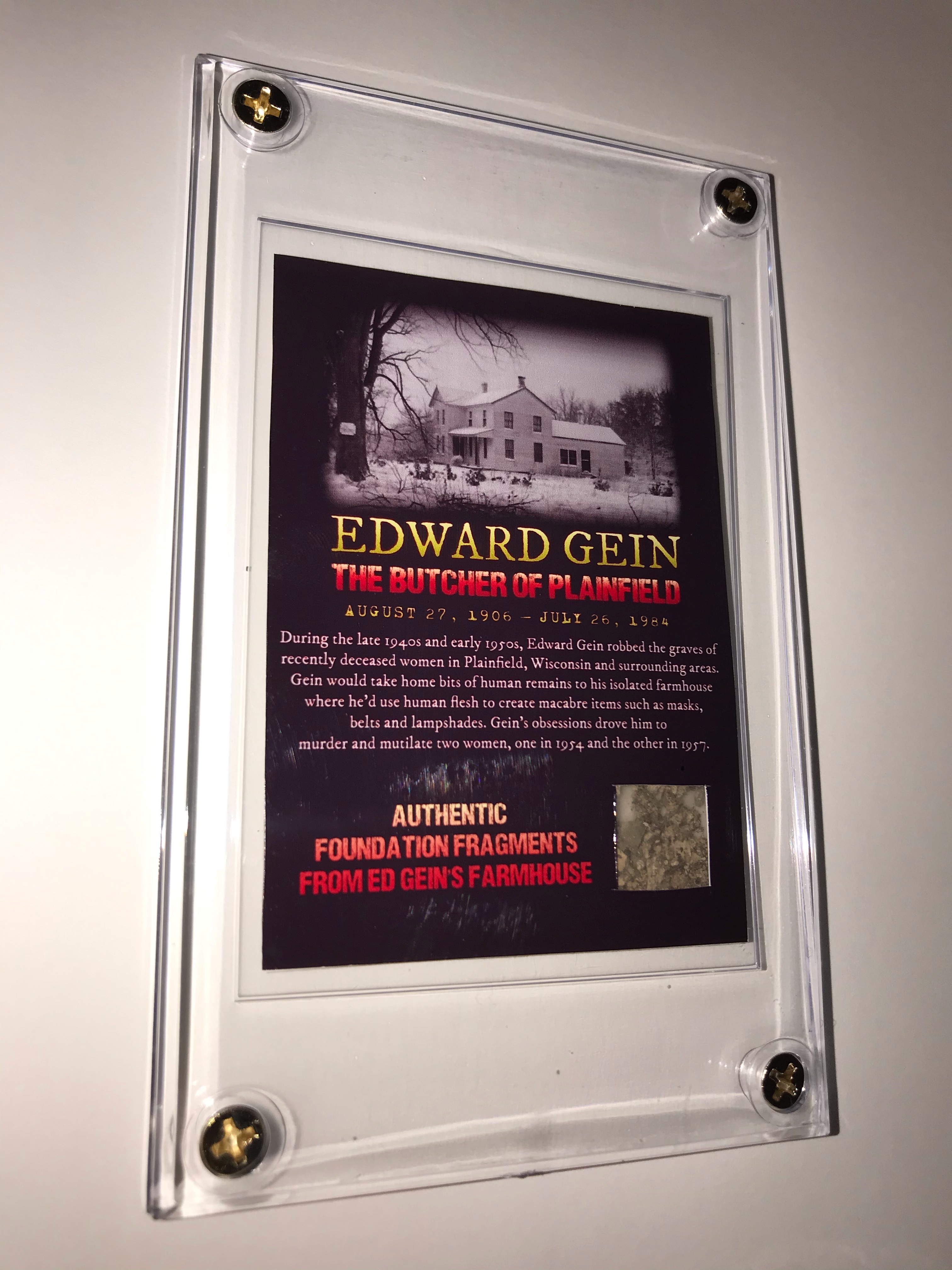 Edward Gein Farm Foundation Collectors Card