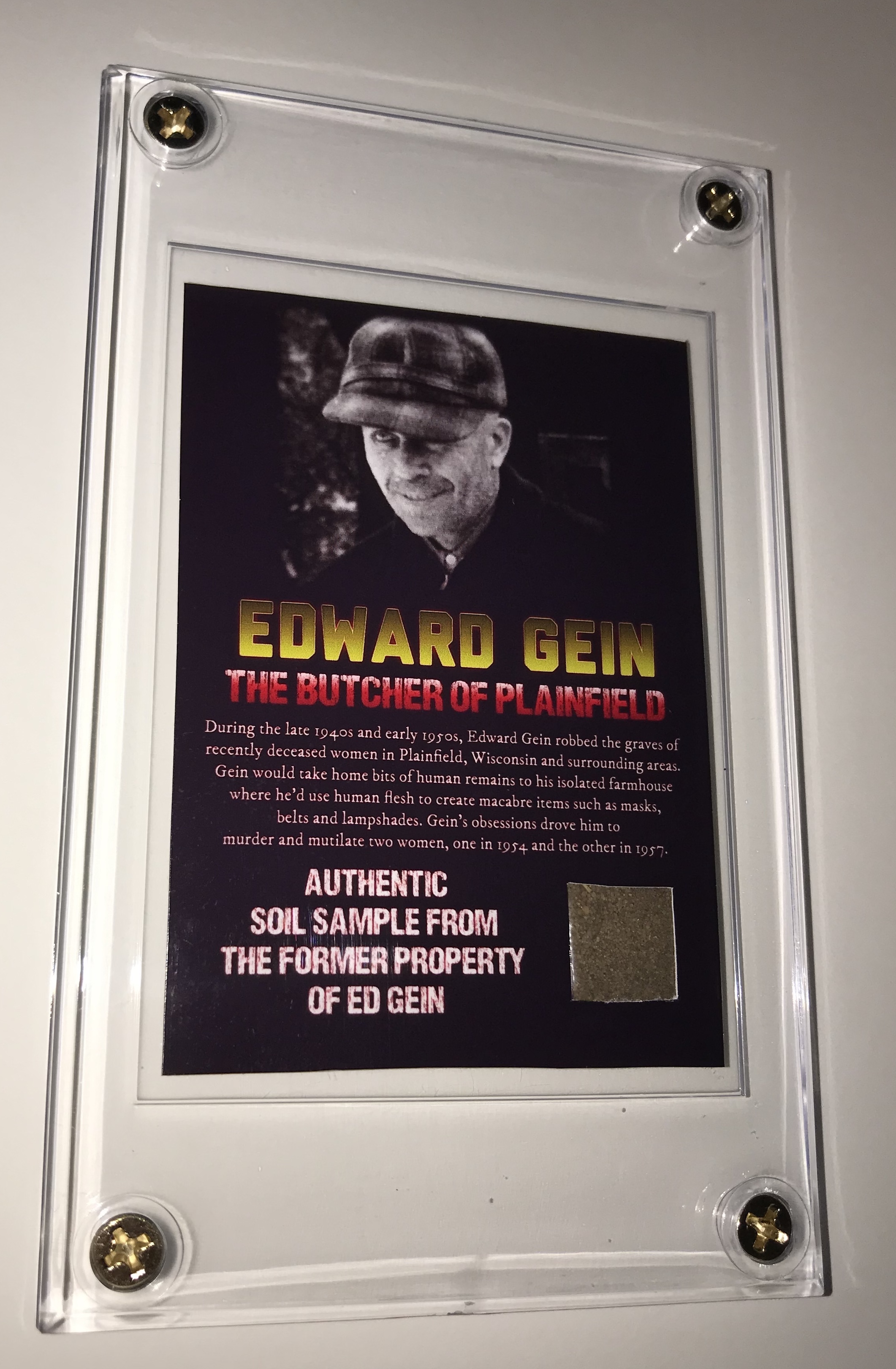 Edward Gein Farmhouse Soil Collectors Card