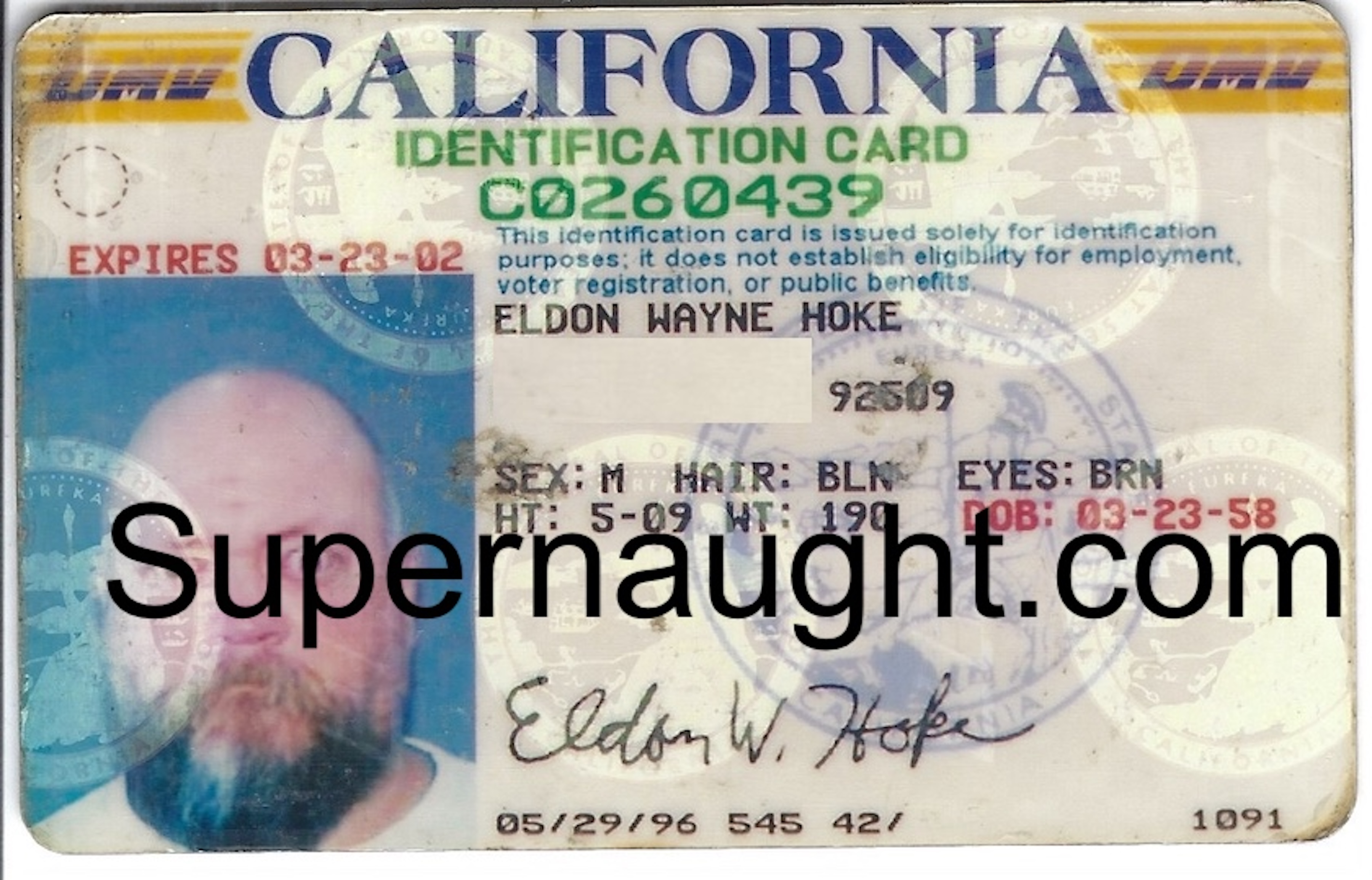 Eldon Hoke California ID Card El Duce Mentors