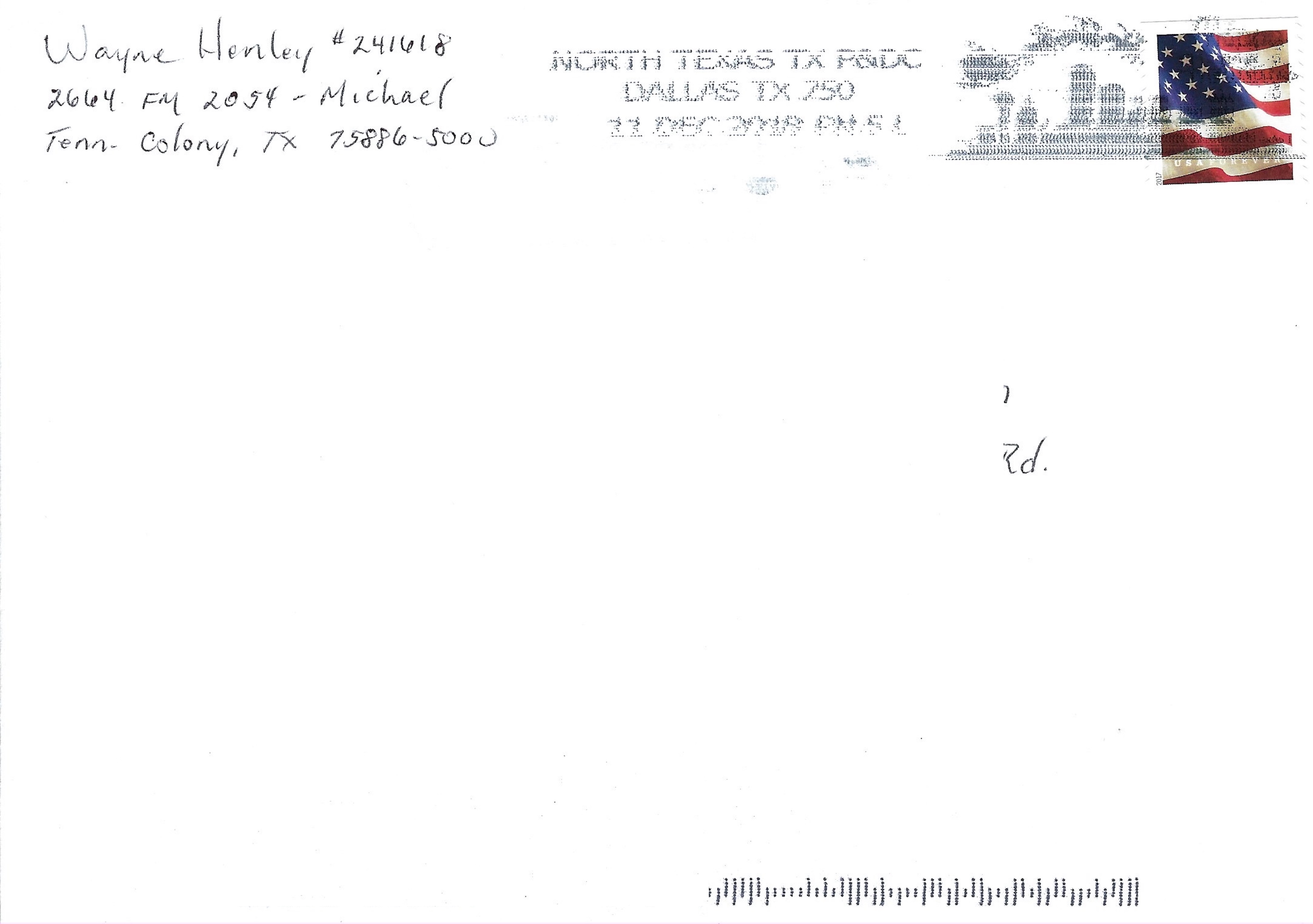 Elmer Wayne Henley Christmas Card and Envelope Set Both Signed image 3