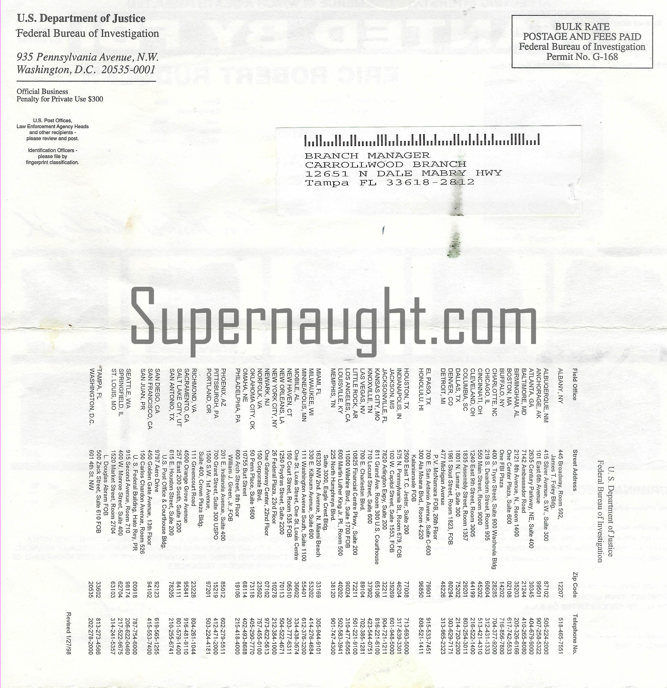 Eric Rudolph Original FBI Wanted Poster image 2