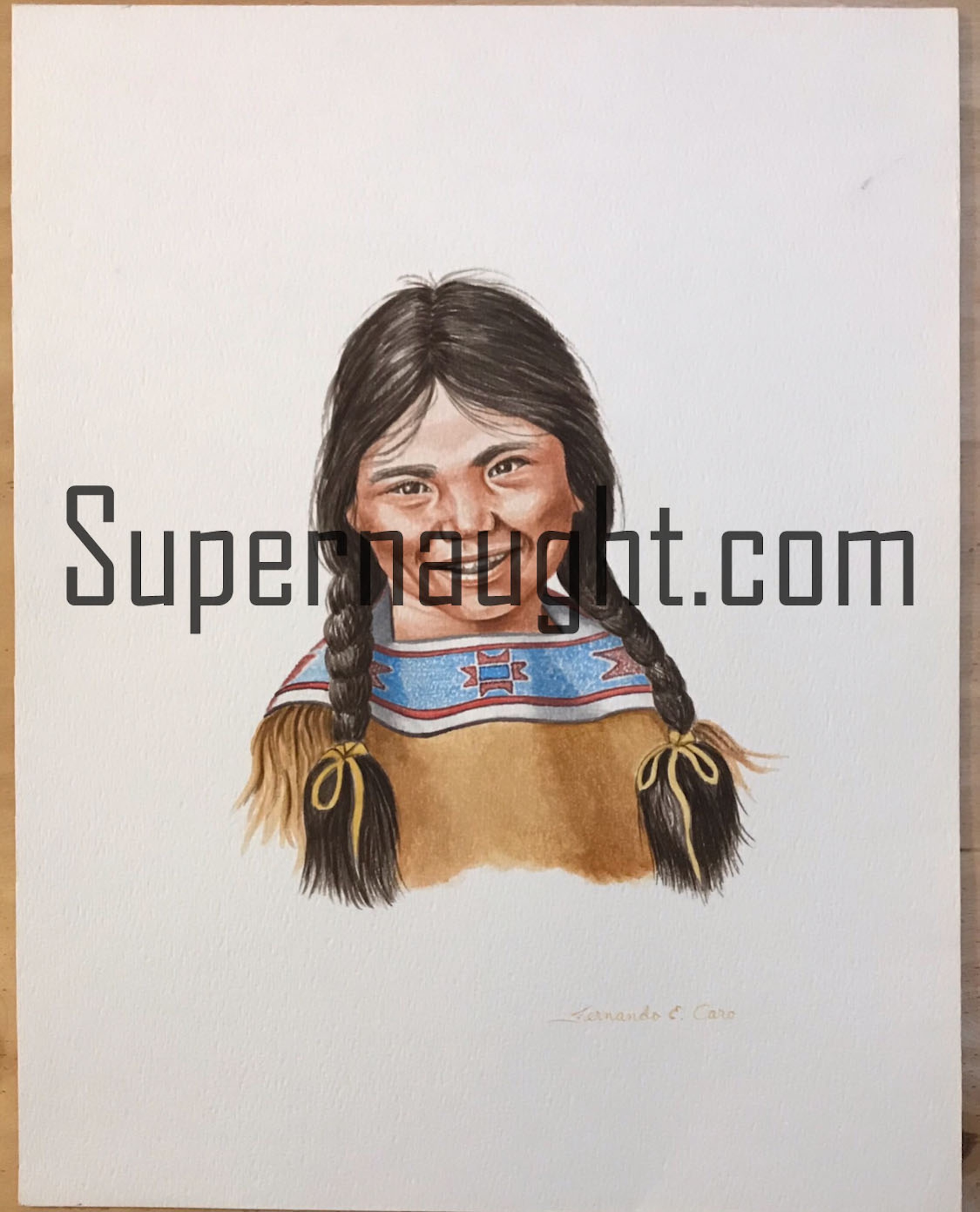 Fernando Caro Native American Indian Painting Signed