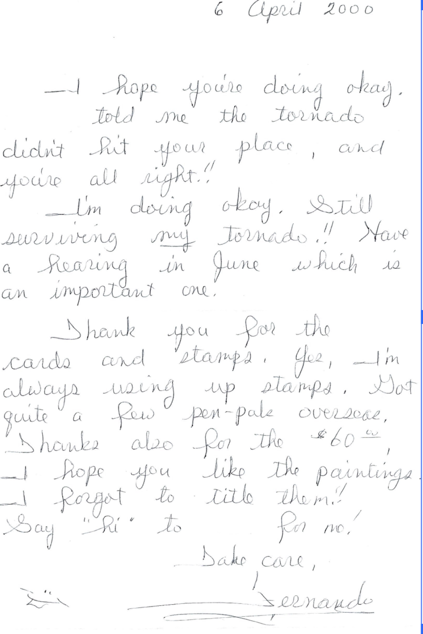 Fernando Caro Signed Handwritten Thank You Card