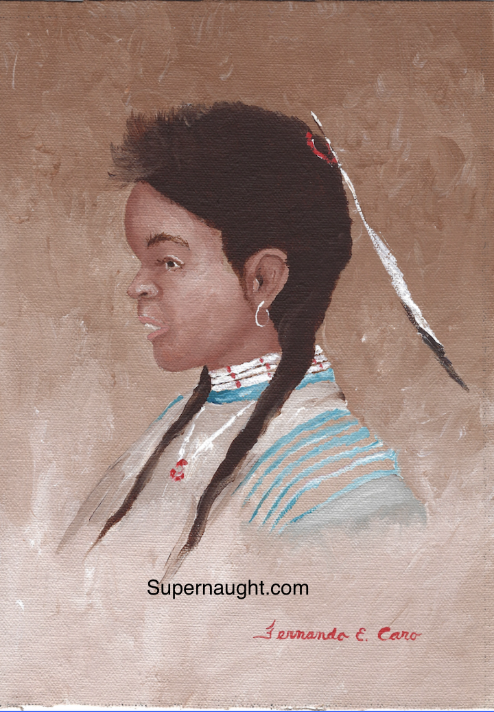 Fernando Eros Caro Signed Native American Girl Painting
