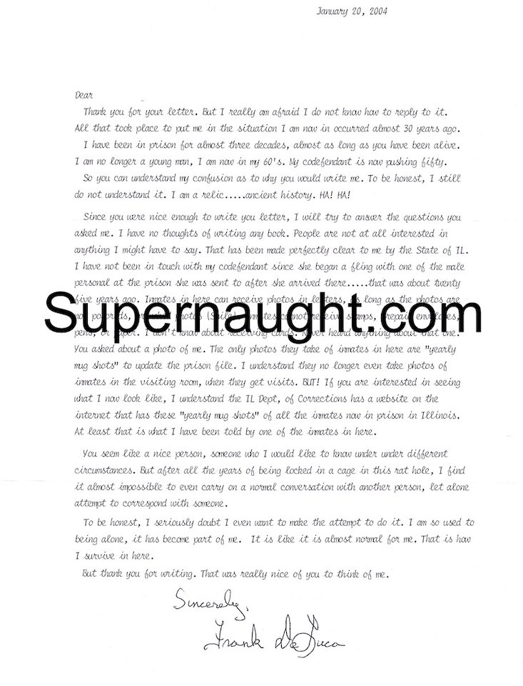Frank DeLuca Letter Signed With Envelope Set