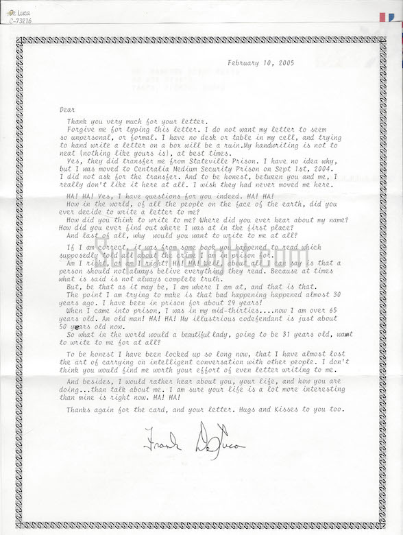 Frank Deluca Signed Letter and Patricia Columbo Refusal