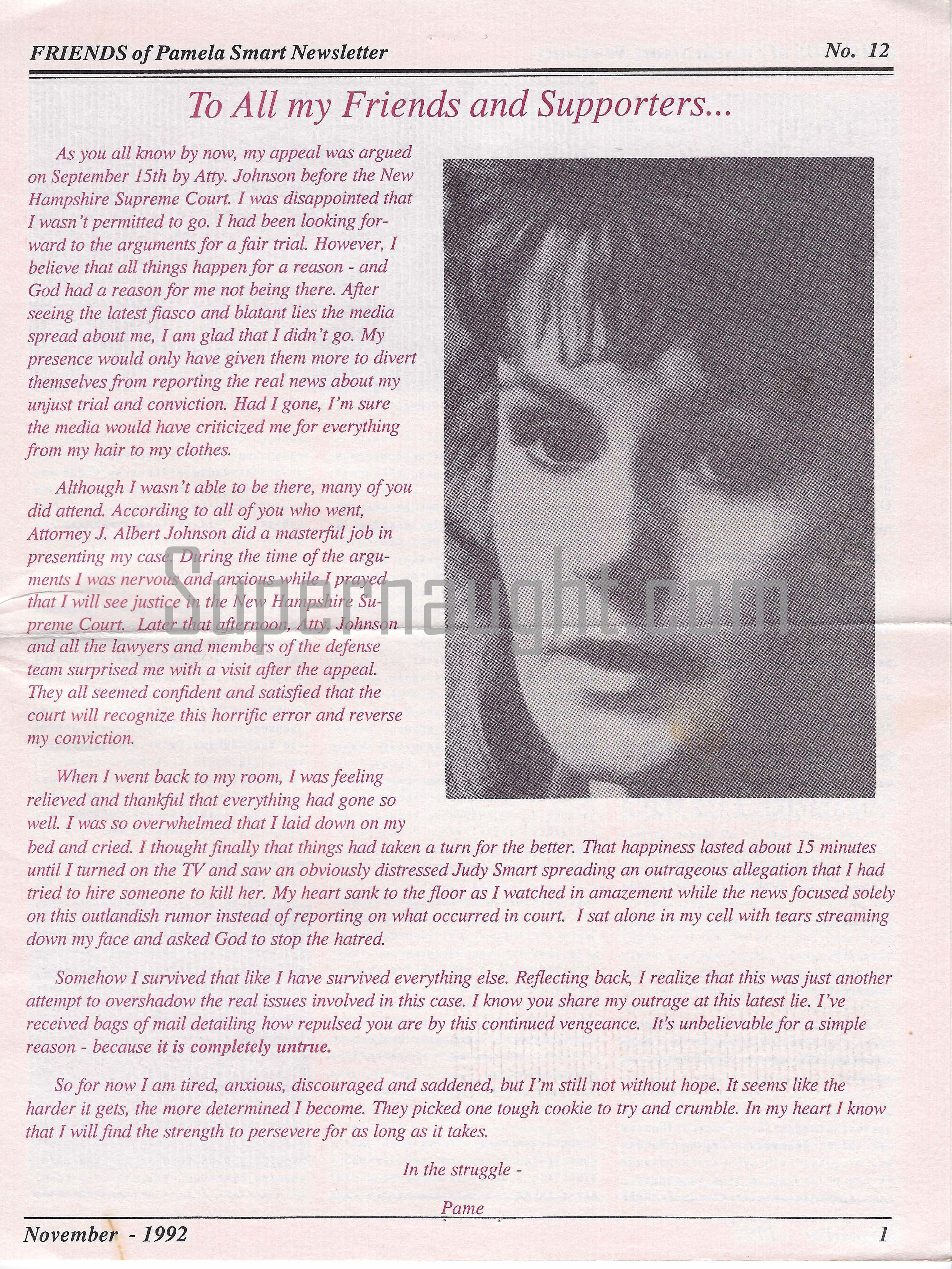 Friends of Pamela Smart Newsletter Fall 1992 #12 image 2