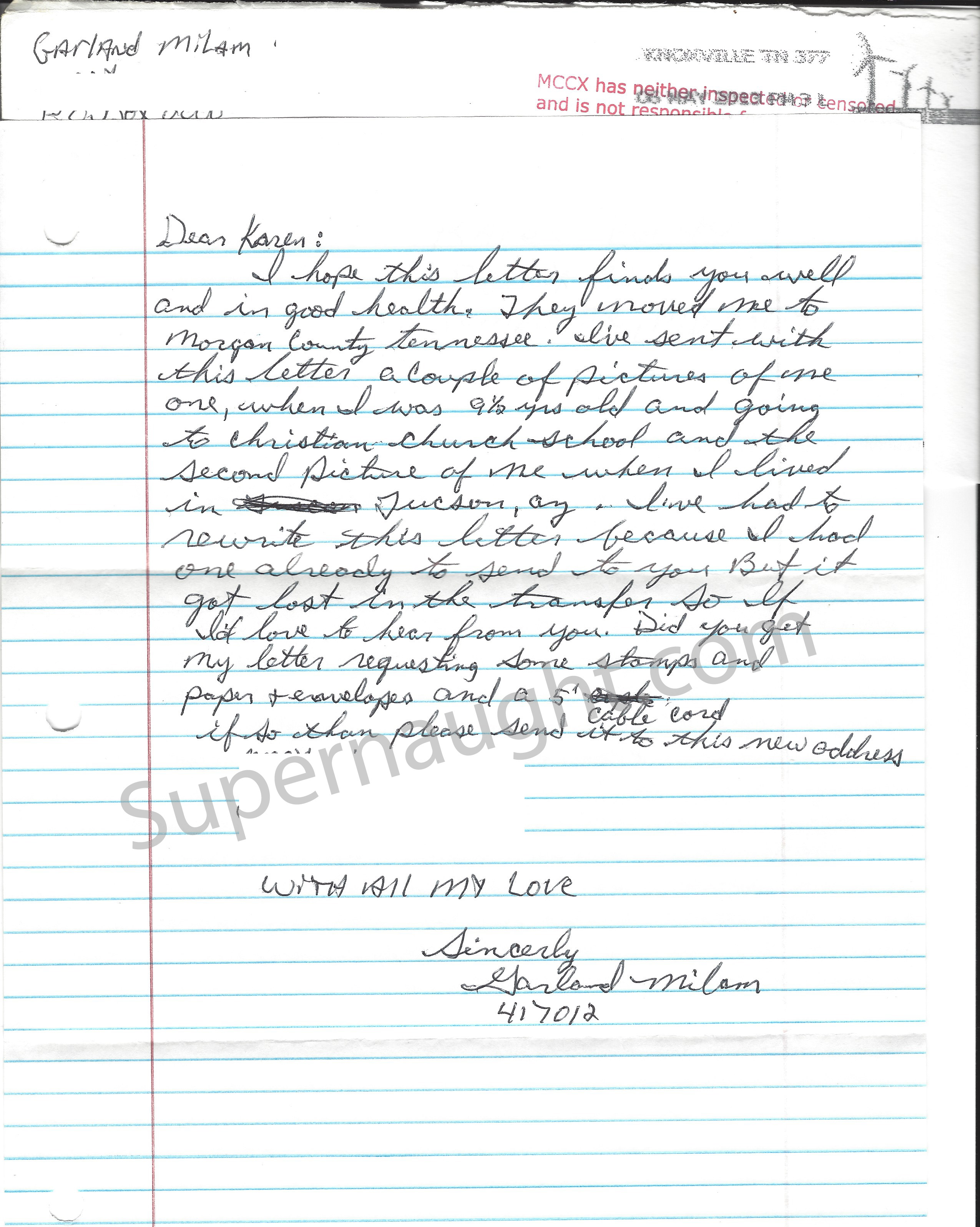 Garland Milam Letter and Envelope Set Both Signed