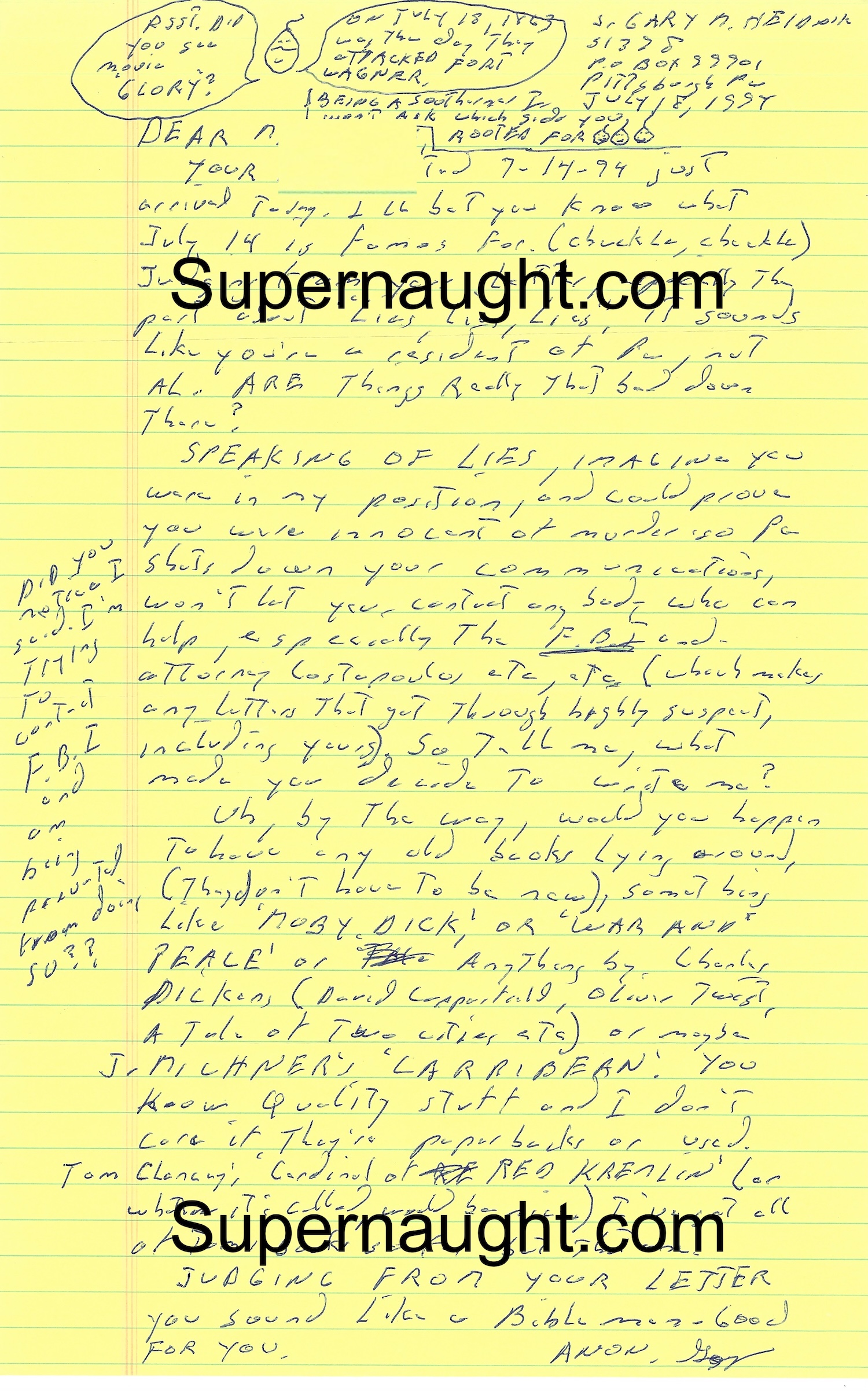 Gary Heidnik Letter with Doodle Signed Twice