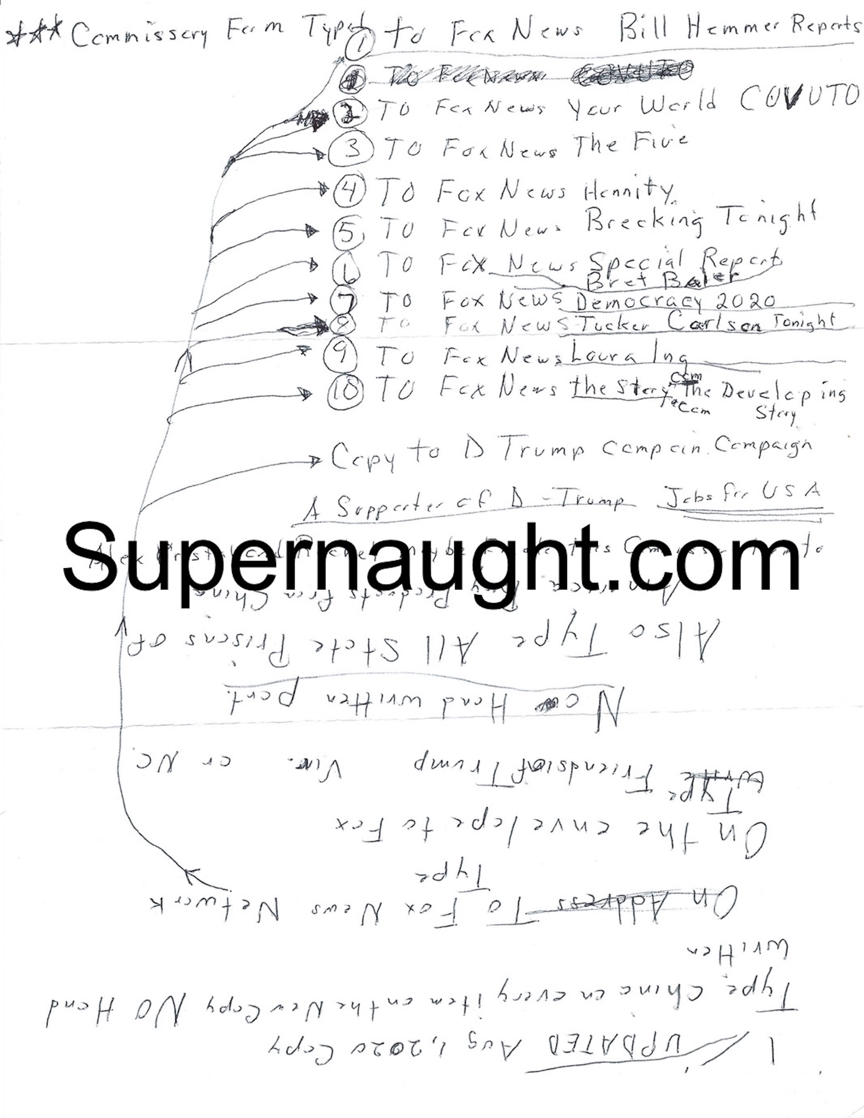 Gary Ridgway Commissary With His Writing on Both Sides image 2