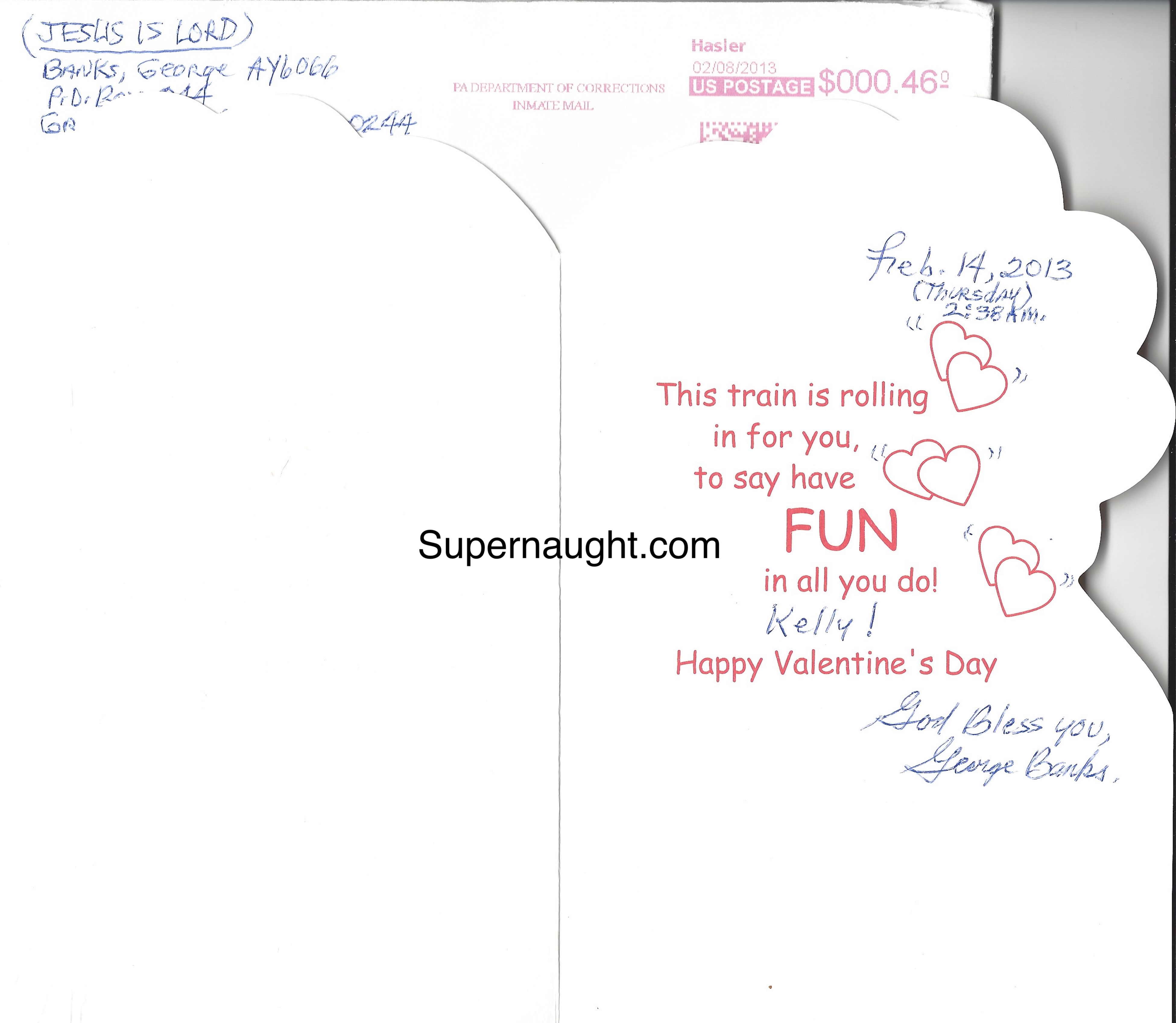 George Banks Valentine's Card and Envelope Set Both Signed