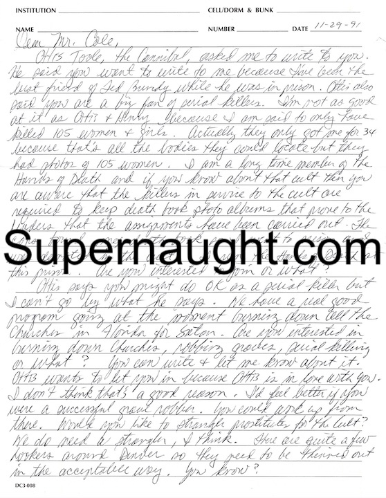 Gerard Schaefer Handwritten Letter Signed Twice