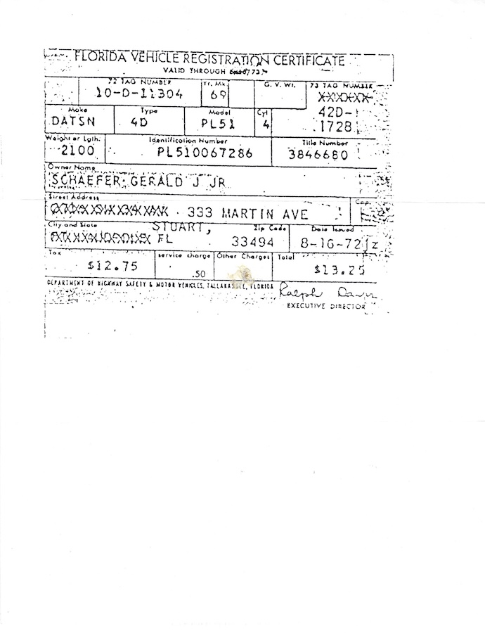 Gerard Schaefer Signed Article with Vehicle Registration image 2