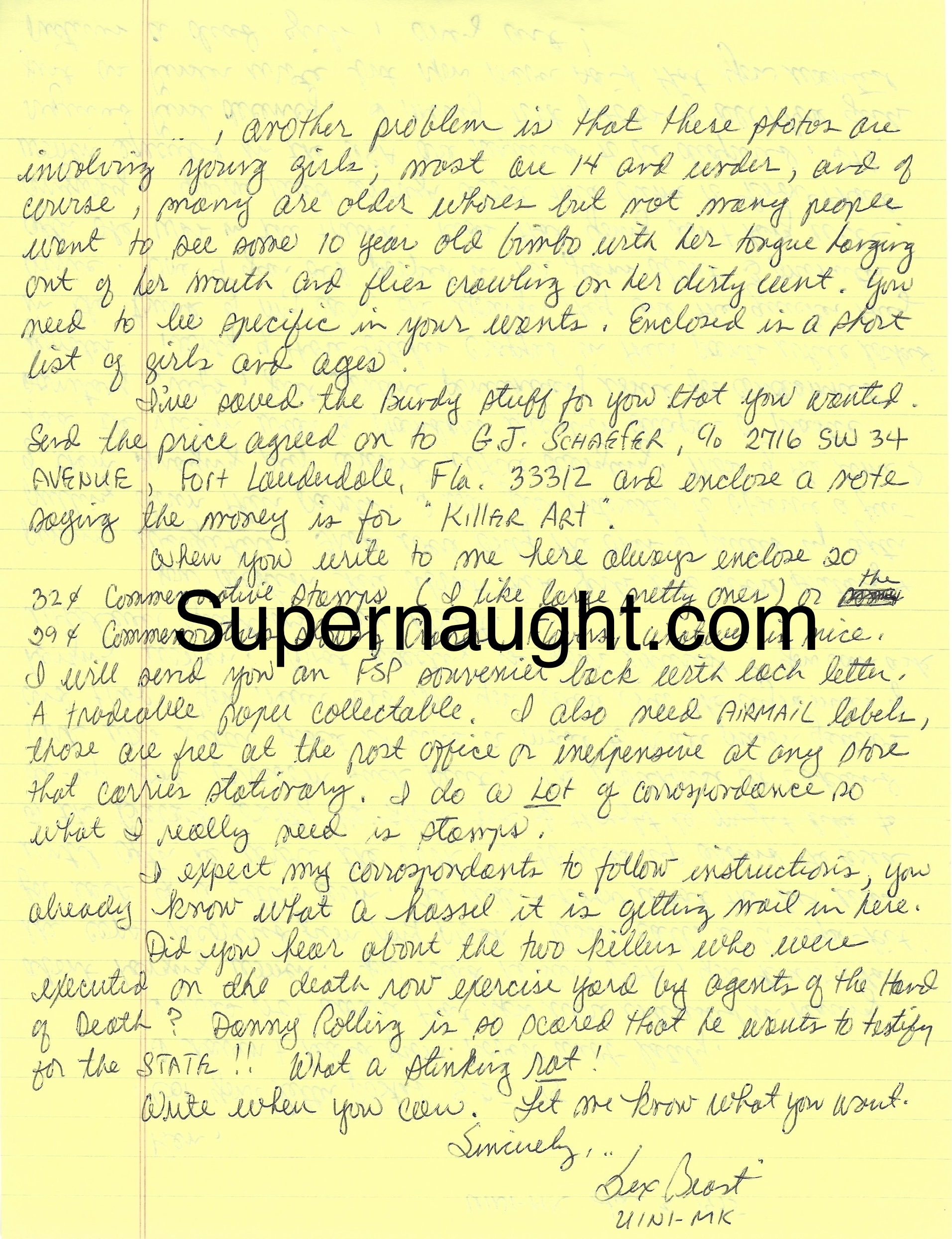 Gerard Schaefer Signed Letter with Envelope Set