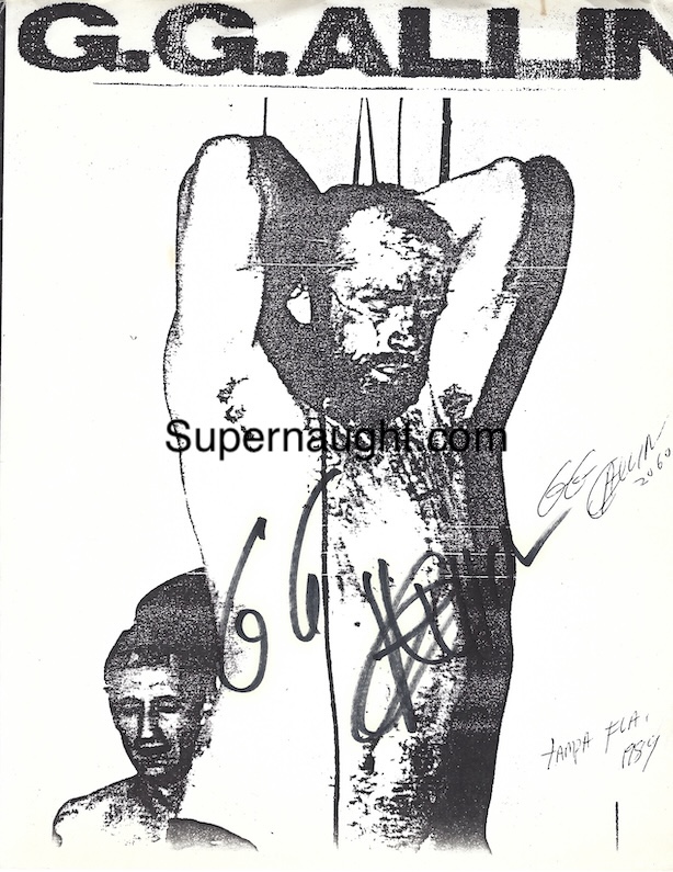 GG Allin Signed B/W Photo