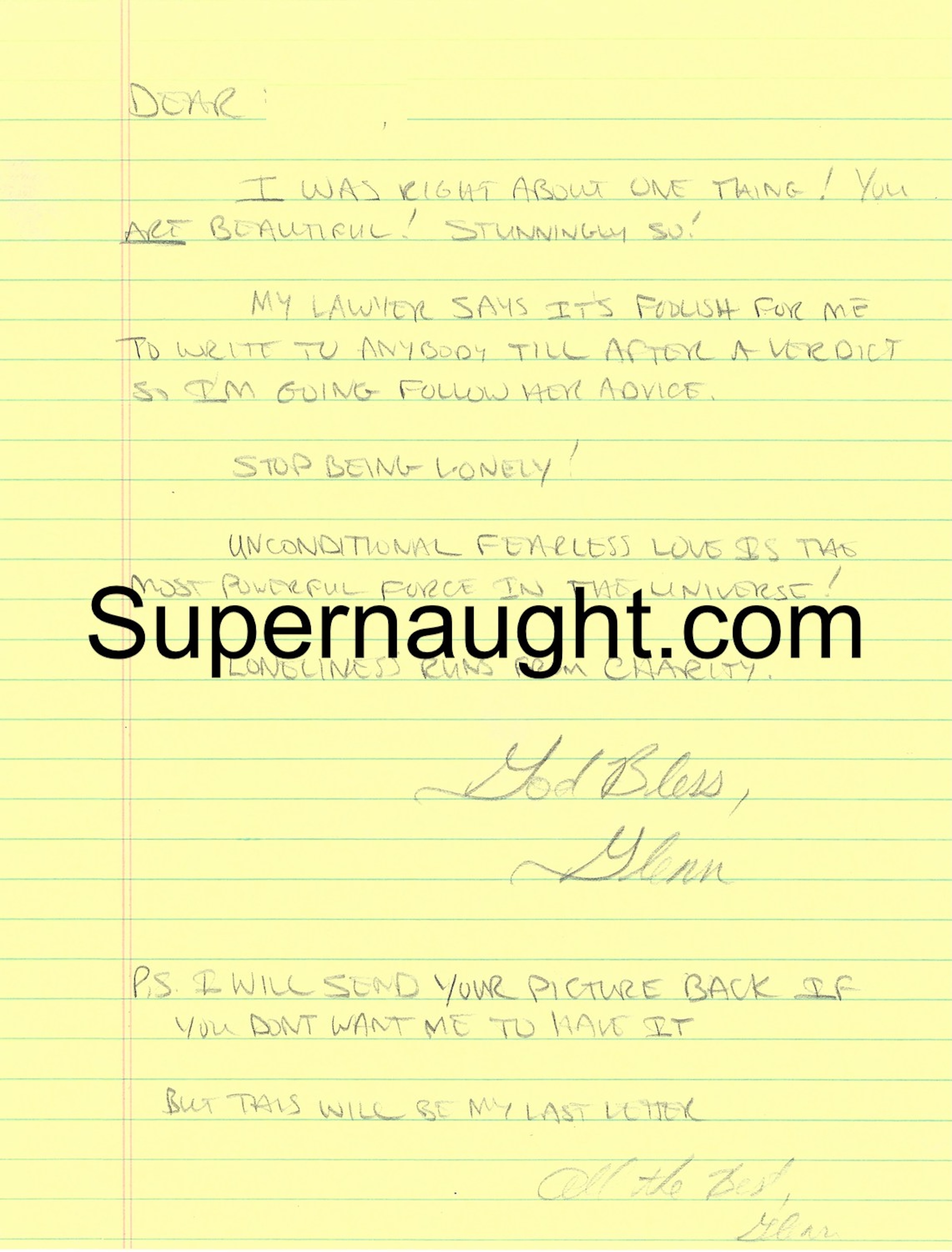 Glenn Helzer Signed Letter