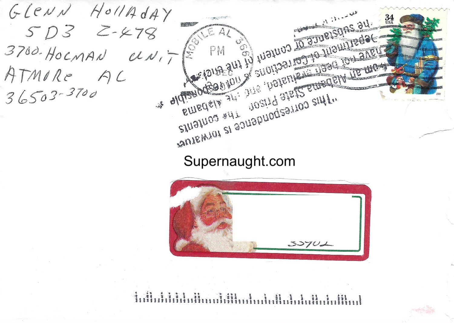 Glenn Holladay Christmas Card and Envelope Both Signed image 3