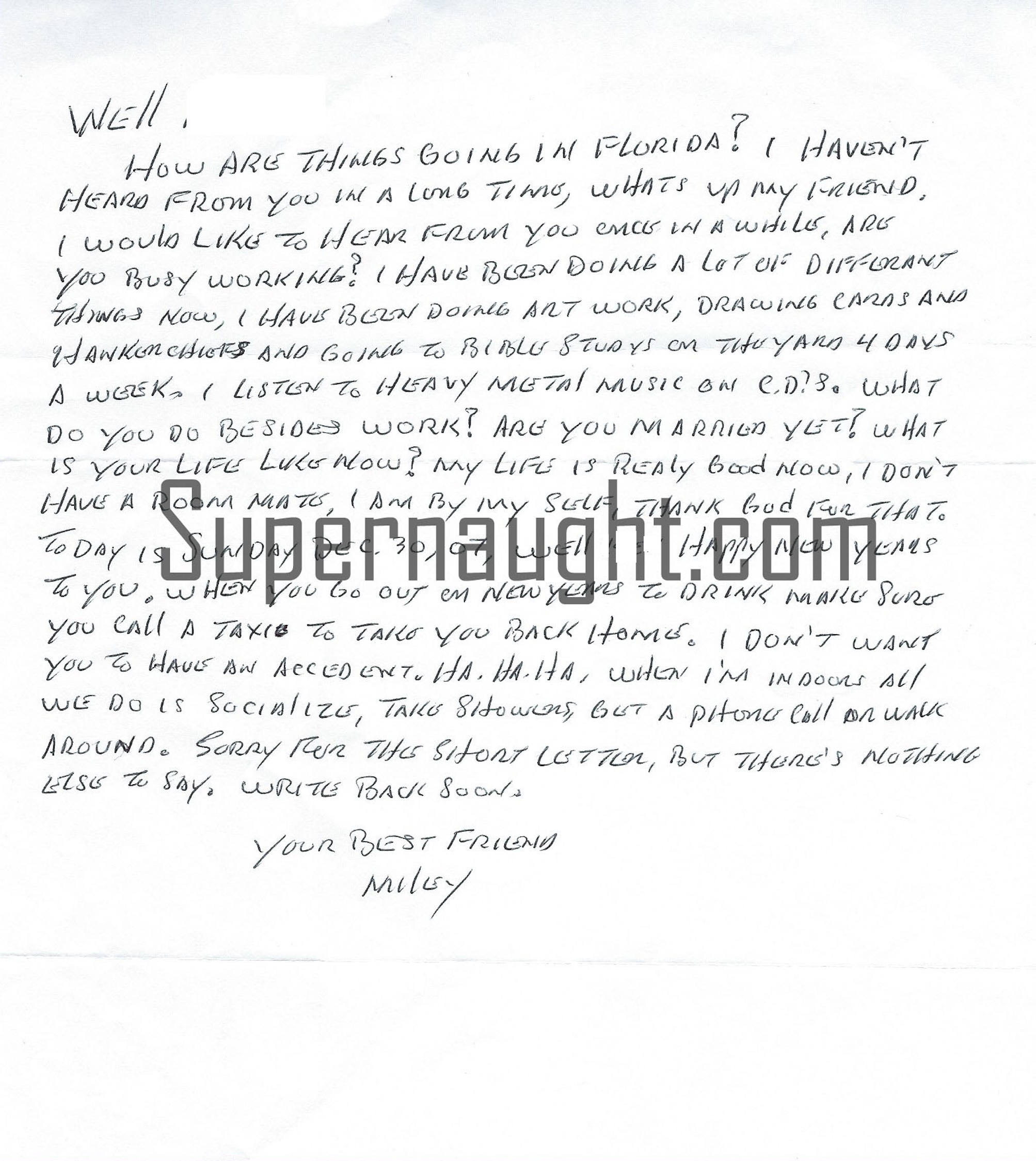 Greg Miley Handwritten Letter and Envelope Set